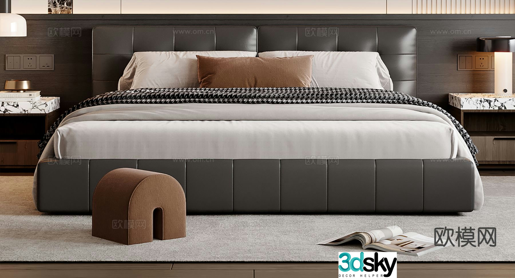 Italian double bed 3d model