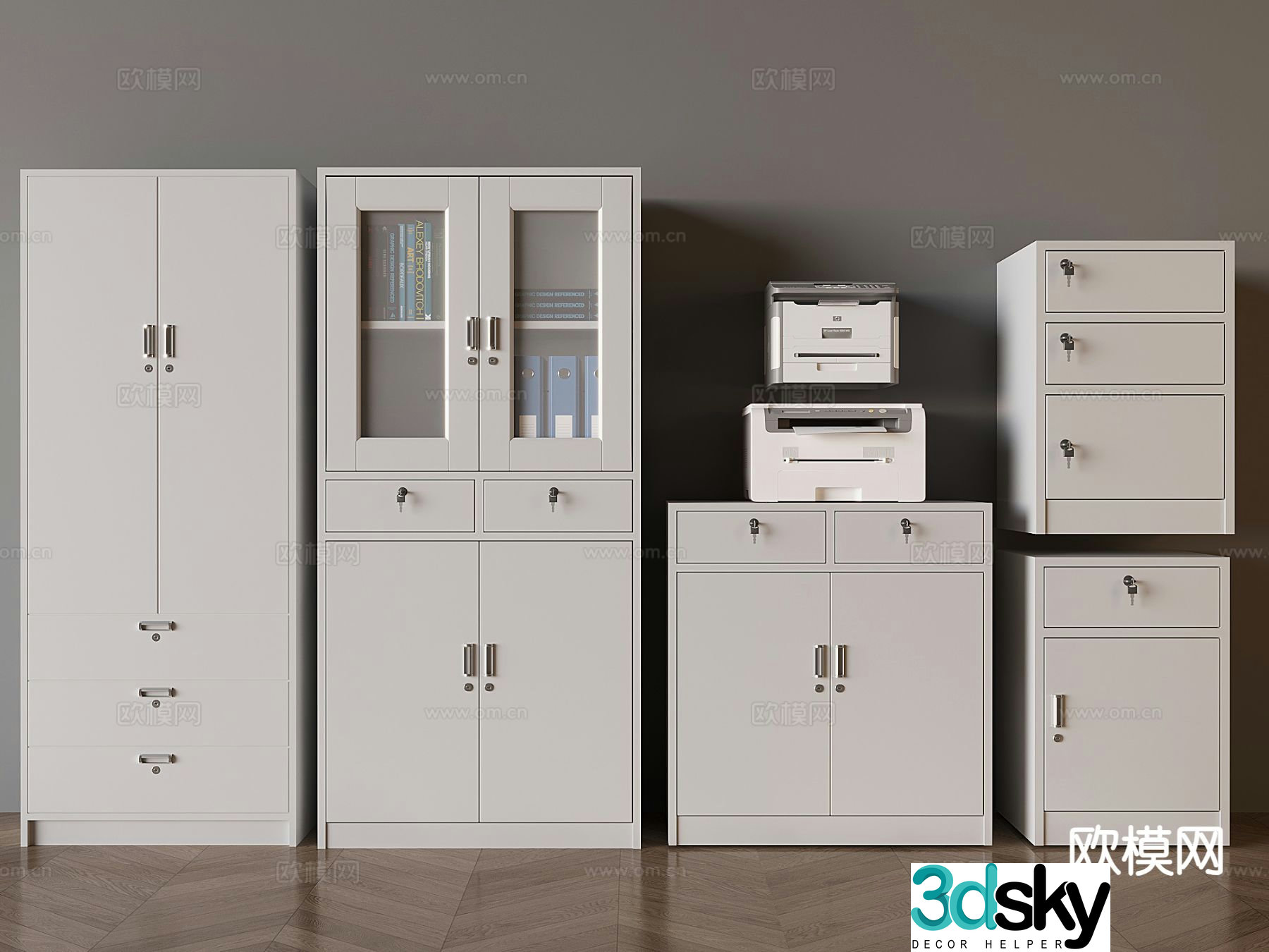 Modern office filing cabinet 3d model