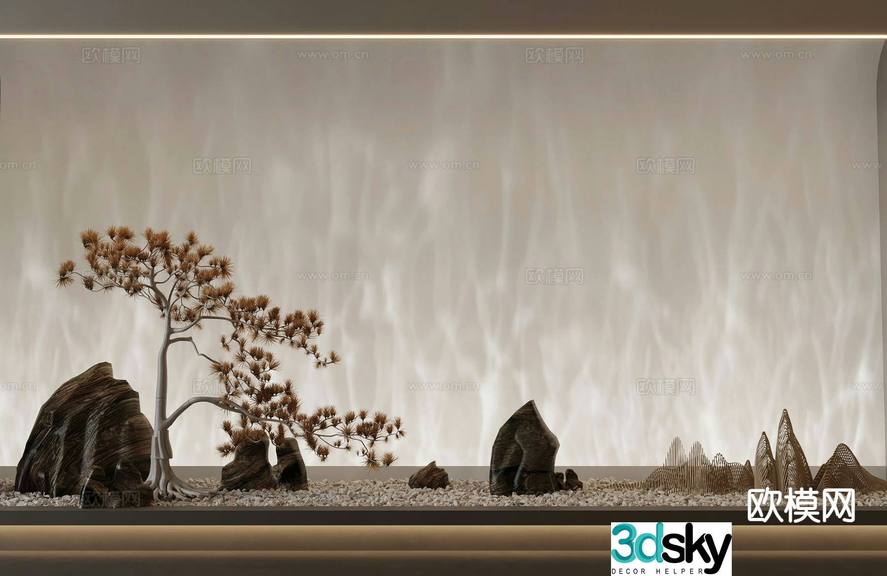 New Chinese style courtyard landscape 3D model