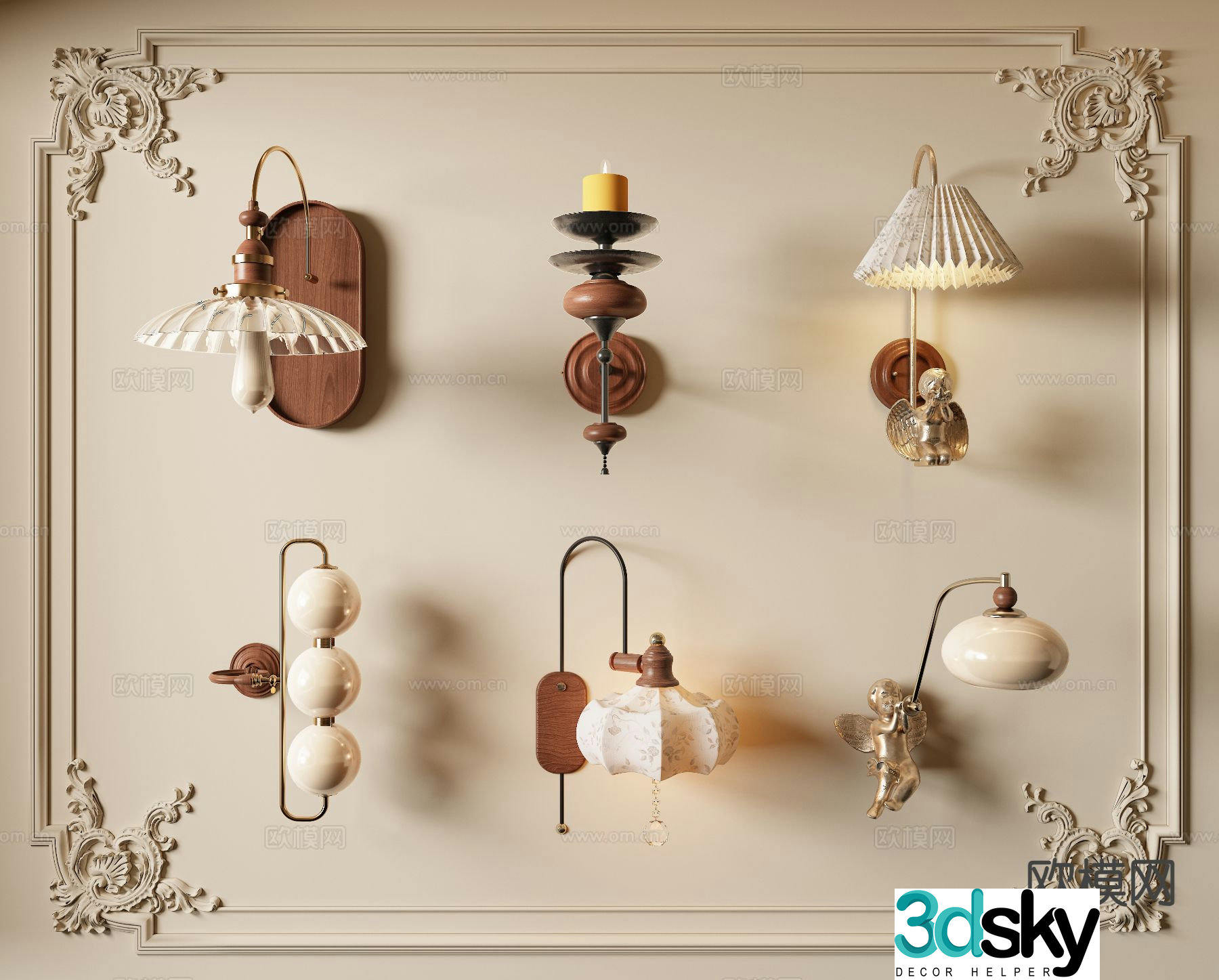 Medieval style wall lamp 3d model