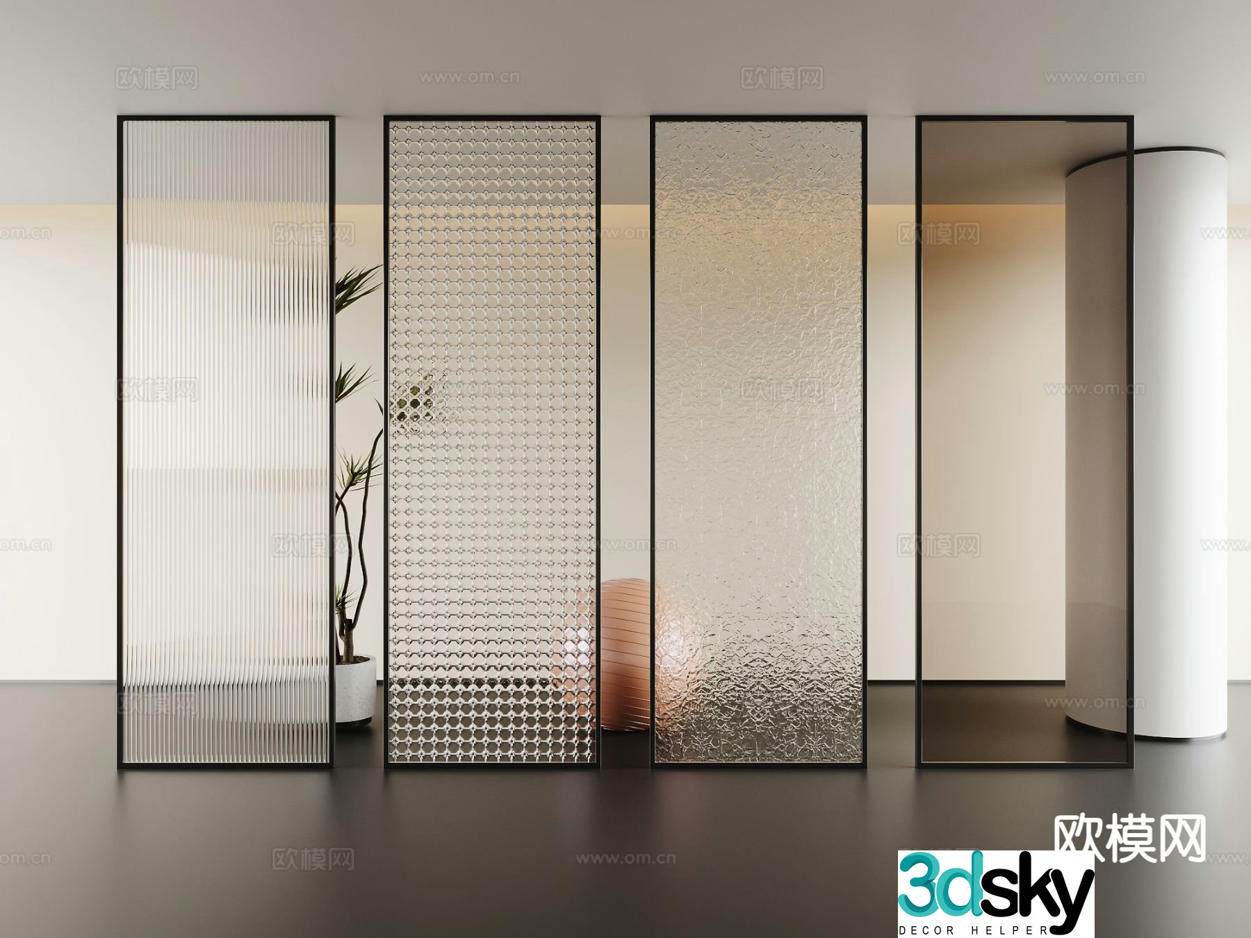 Modern glass partition 3d model