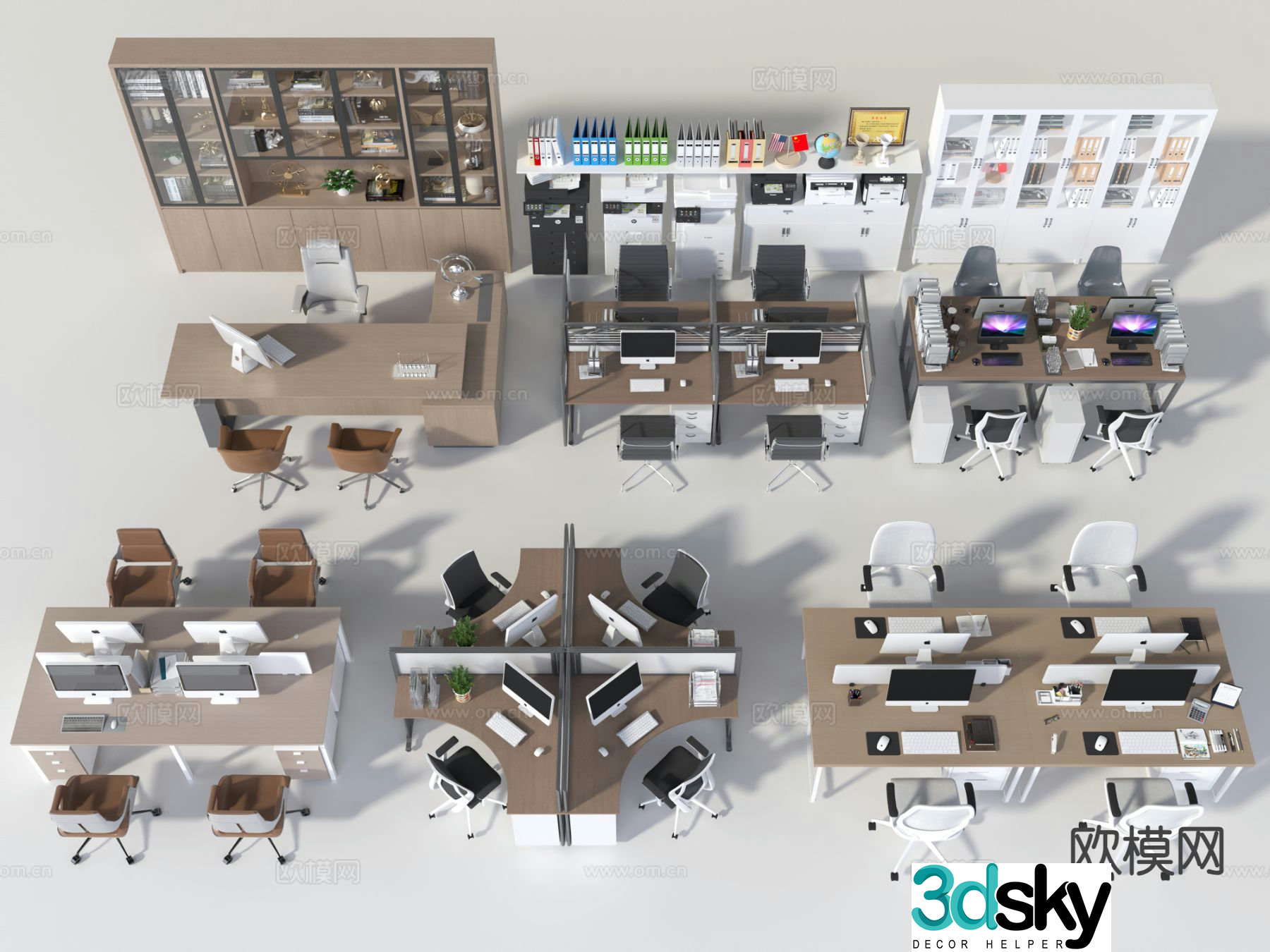 Card space desk work station post 3d model