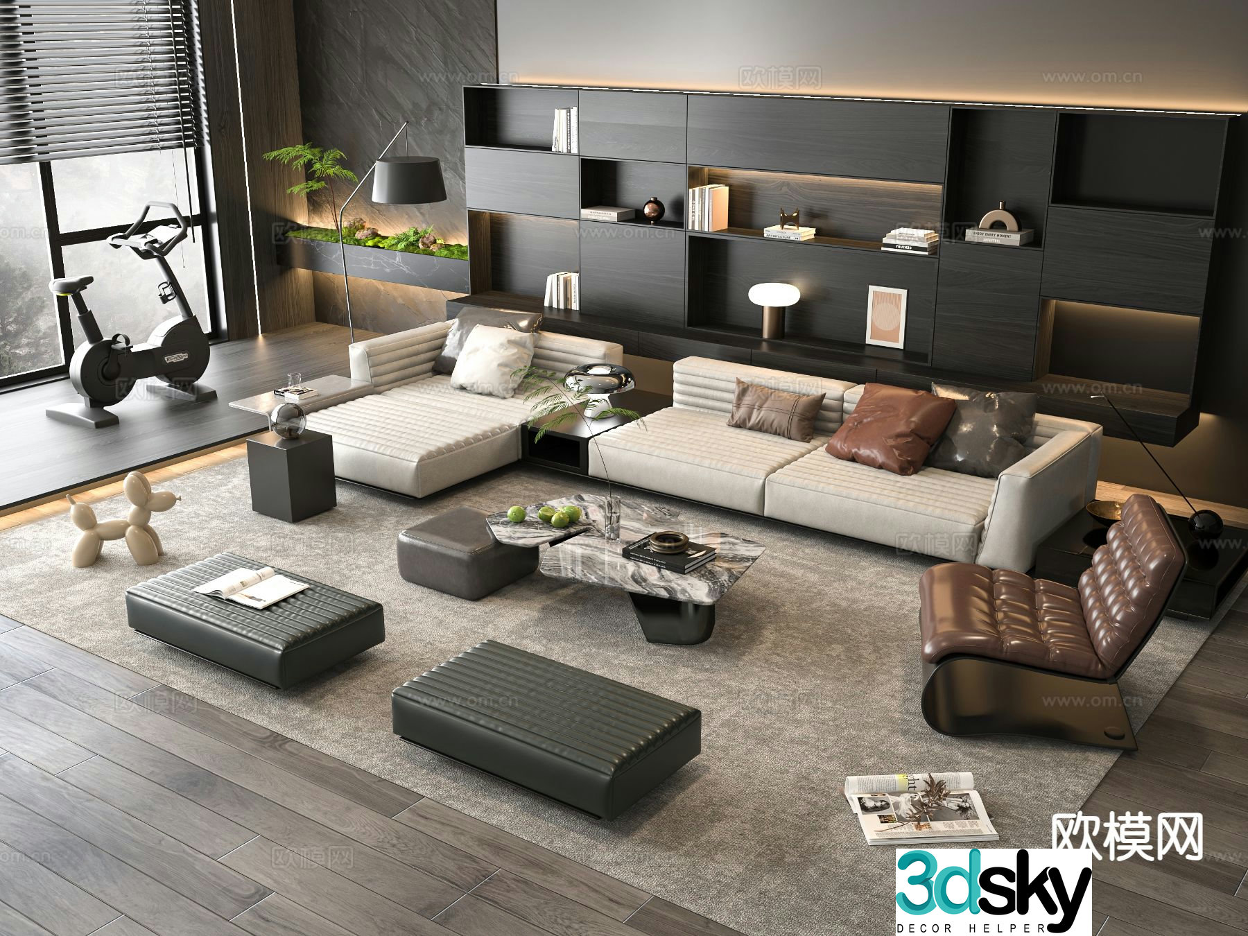 Italian sectional sofa 3d model