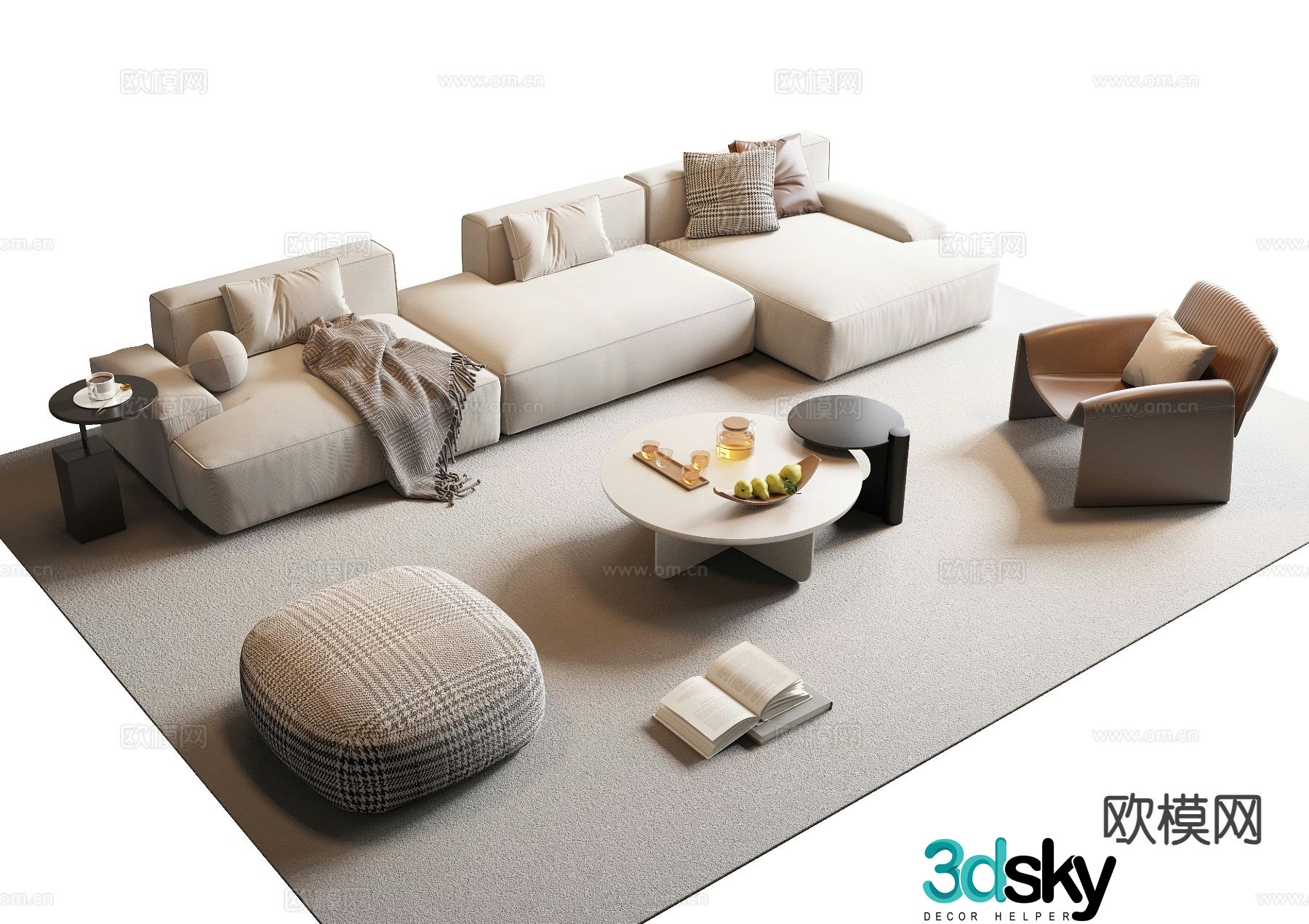 Upholstered sofa modular sofa 3d model