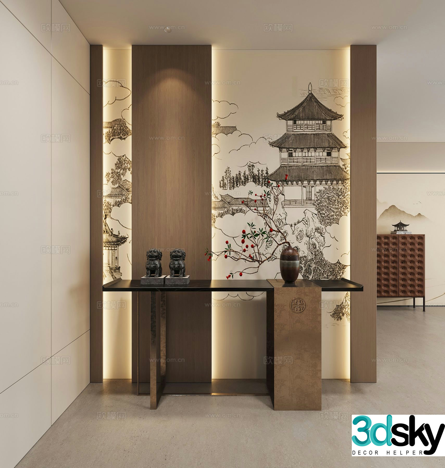 New Chinese-style Duanjingdai 3D model