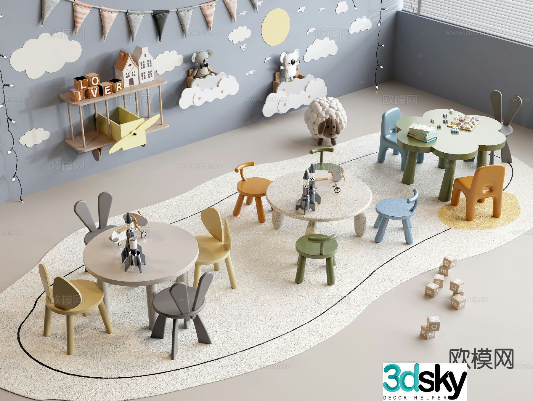 Children’s tables and chairs leisure tables and chairs toy table 3D model