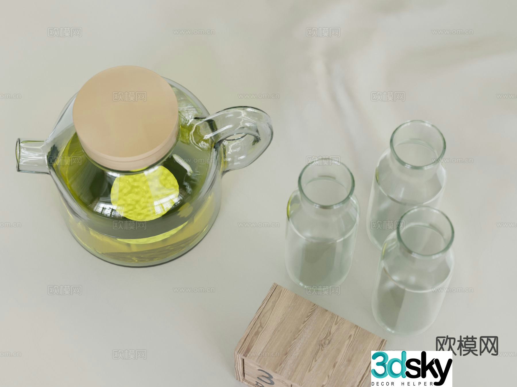 lemon drink lemonade glass 3d model
