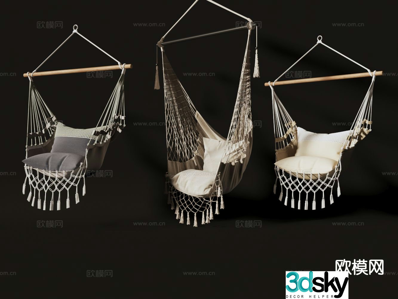 Woven hanging chair swing chair 3d model