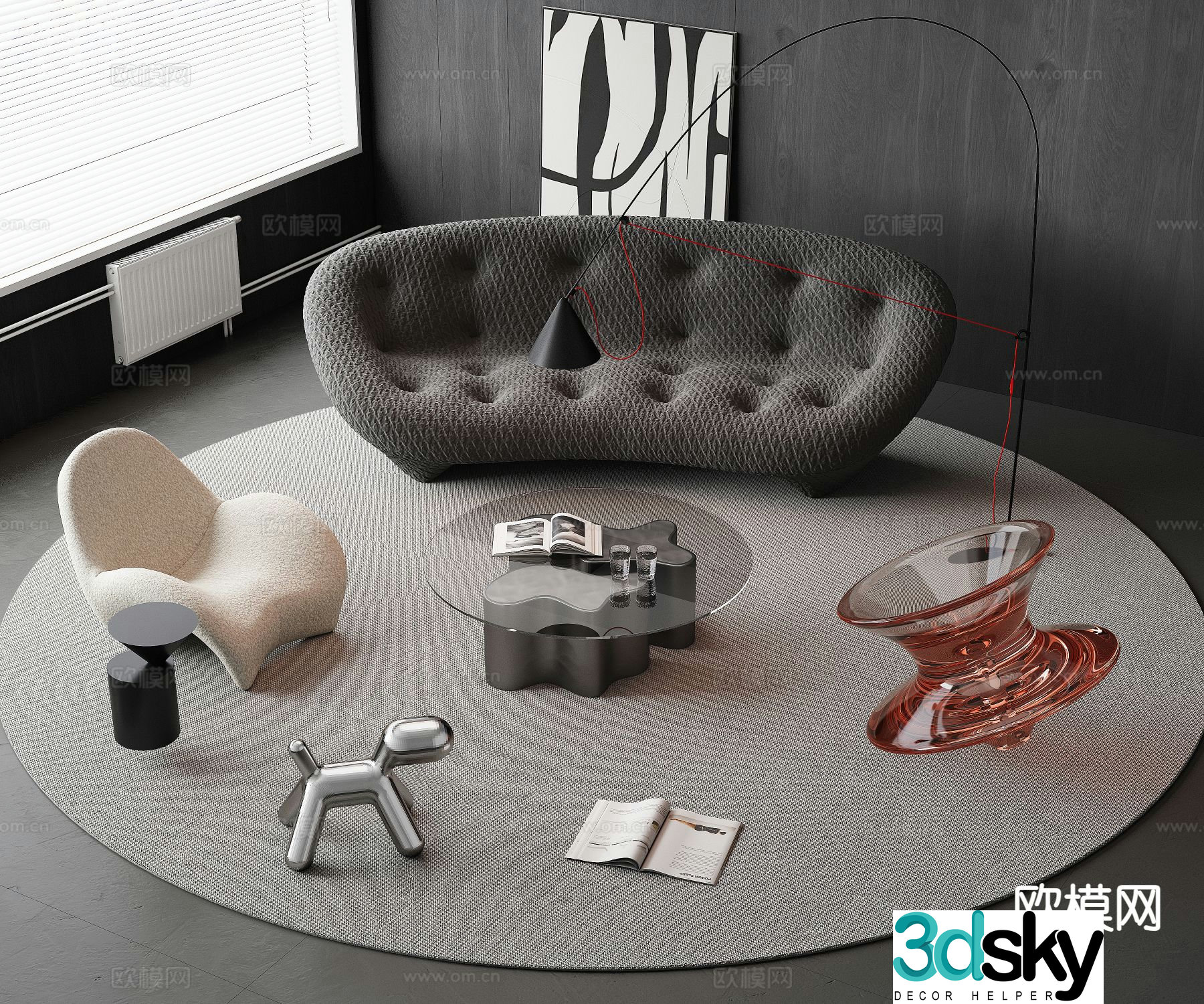 Italian sectional sofa 3d model