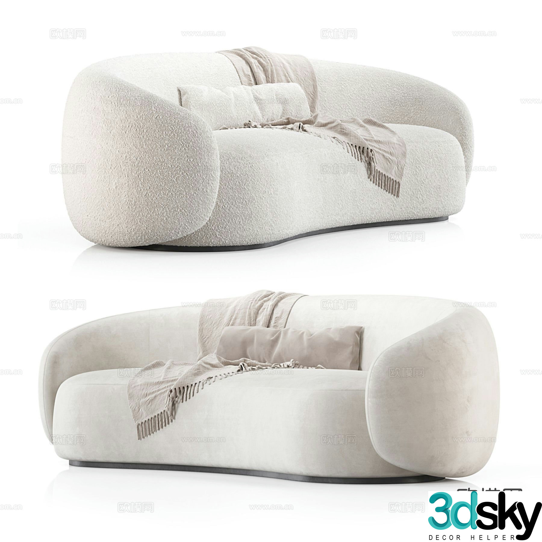 Cream style leisure sofa 3d model
