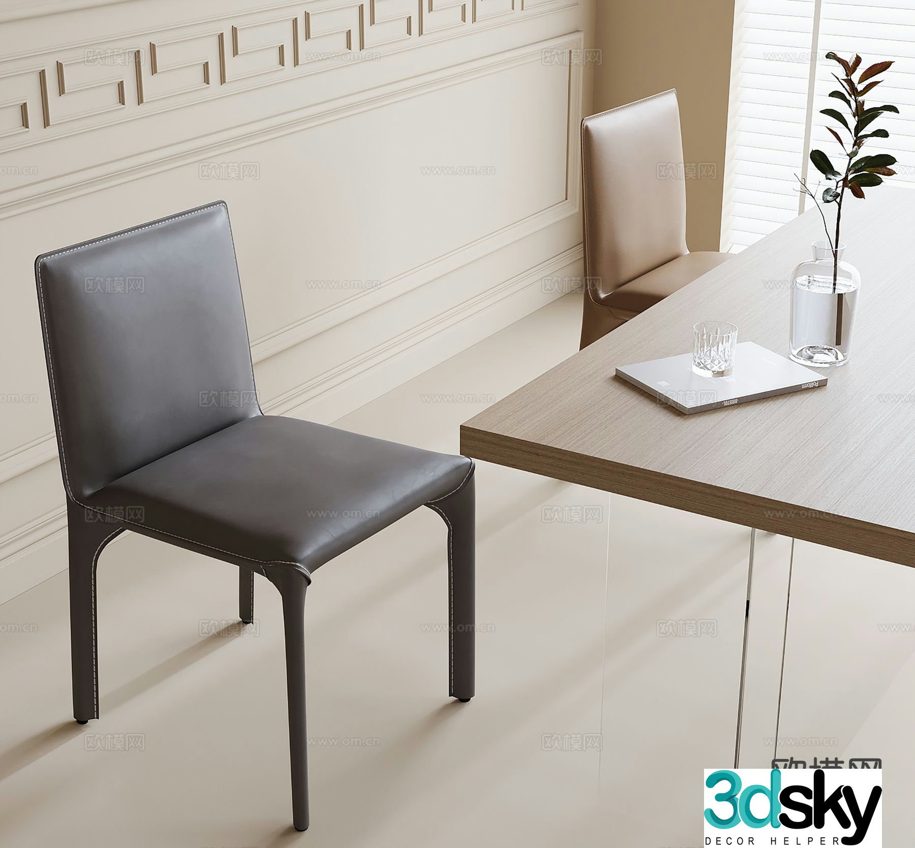 leather chair dining chair 3d model