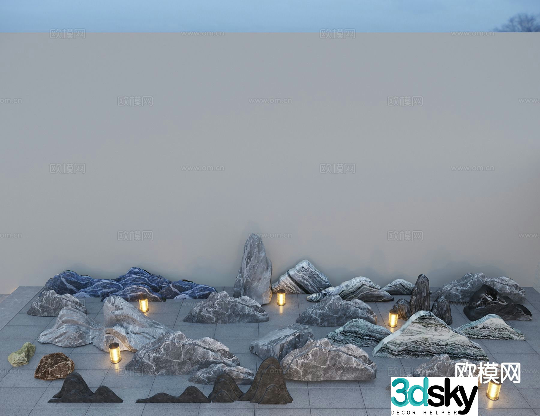 New Chinese style landscape stone Xuelang stone landscape stone rockery 3D model