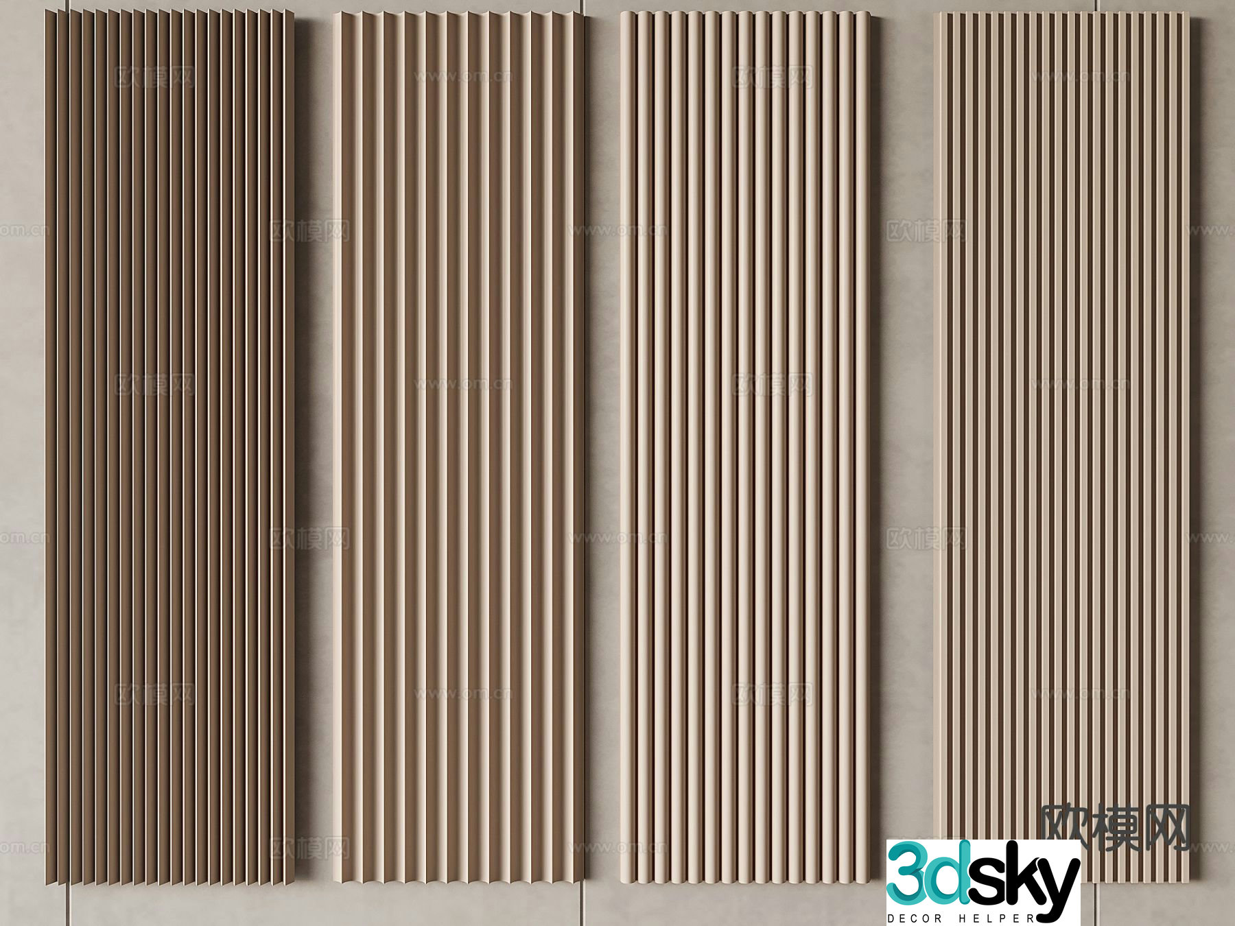 Modern wall panel grille panel 3d model