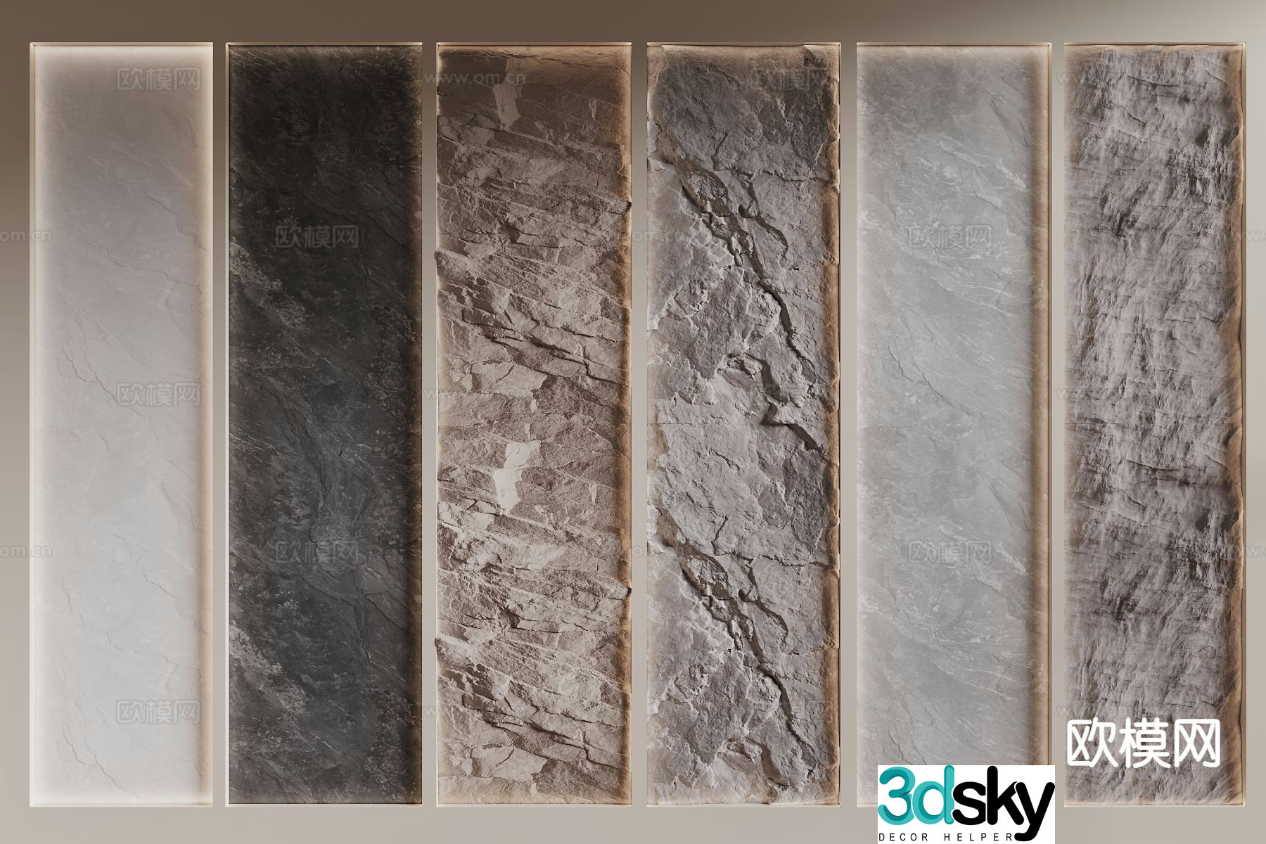 Born stone wall rock wall axe split wall 3d model