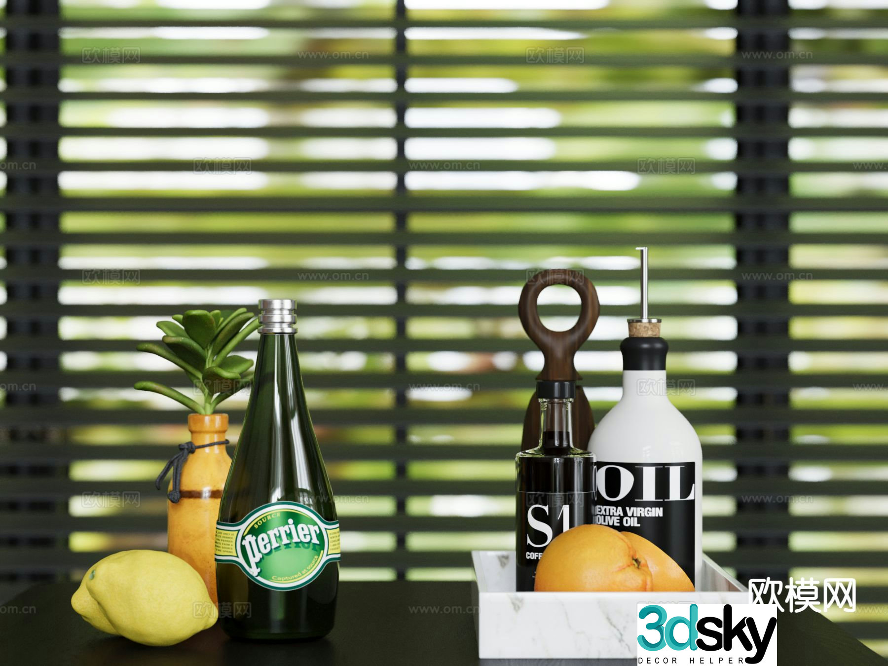 Modern drinks fruit ornaments lemon drinks 3d model