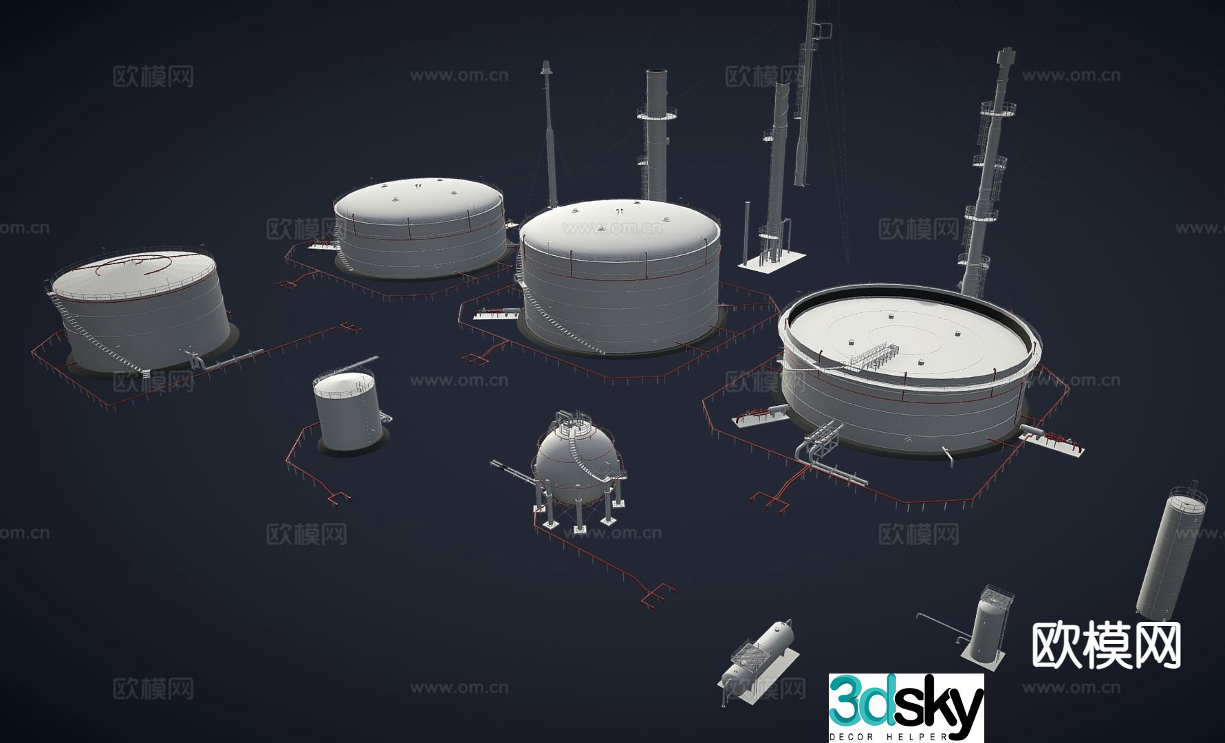 Industrial Equipment Storage Tank Oil Storage Tank 3D Model
