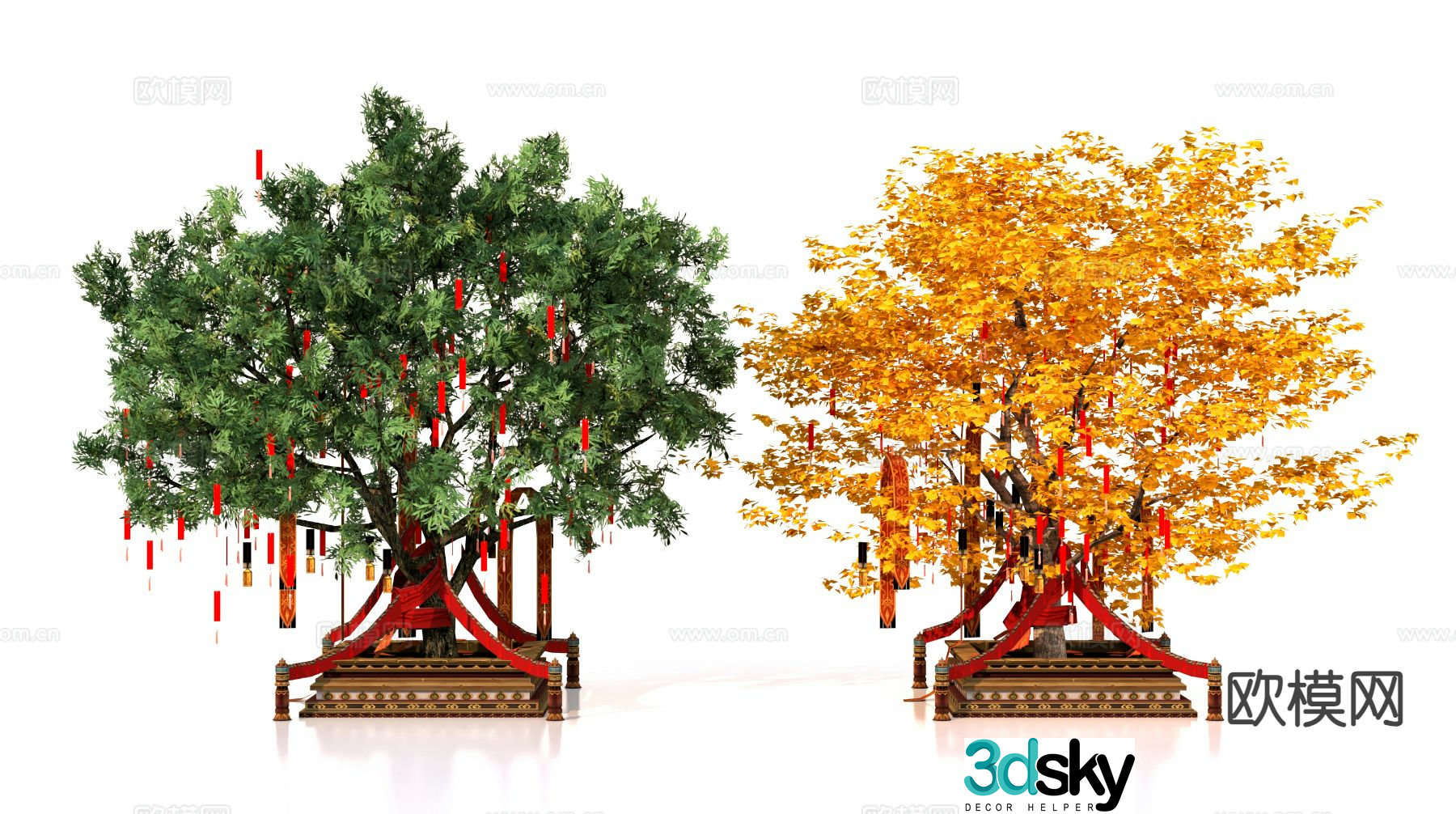Scenic area blessing tree 3D model