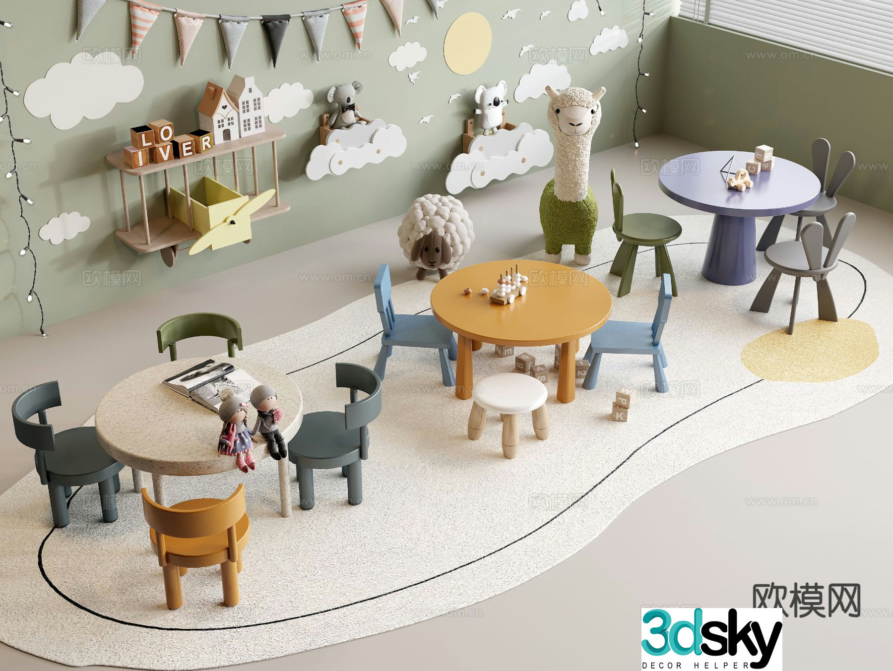 Children’s tables and chairs leisure tables and chairs toy table 3D model