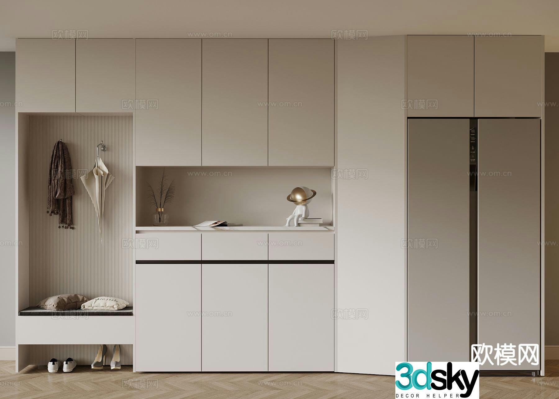 Modern shoe cabinet refrigerator cabinet 3d model