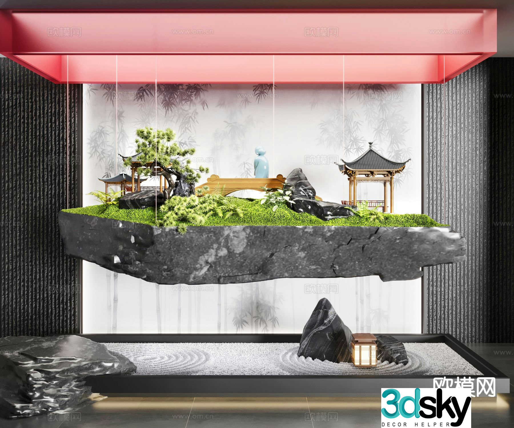 Interior landscape hanging device 3d model