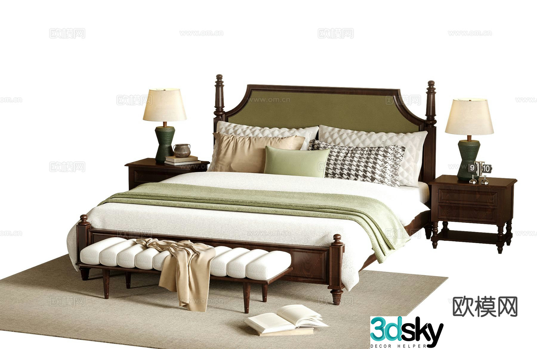Medieval style double bed 3d model