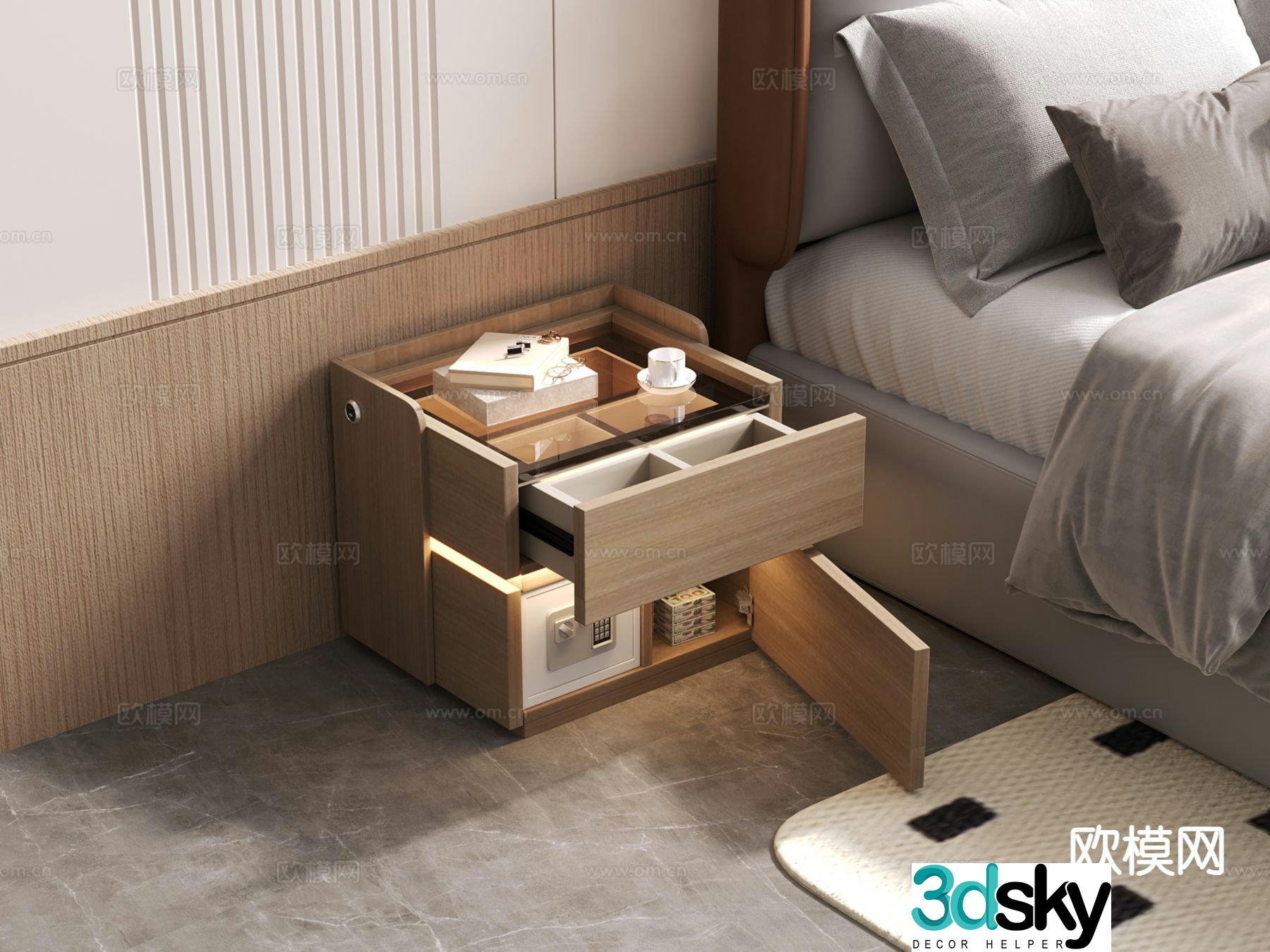 wabi-sabi bedside table 3d model