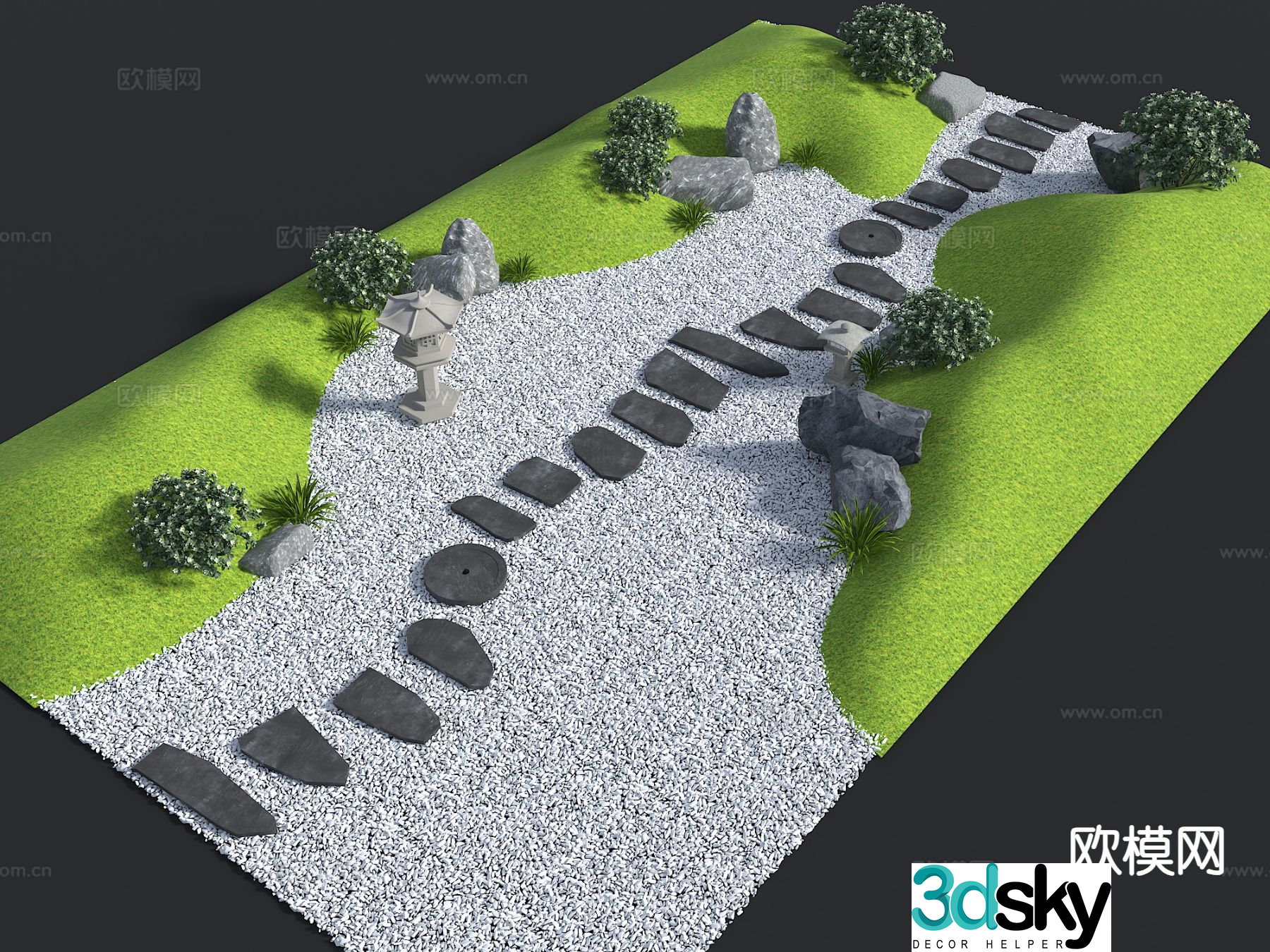 Medium style Karesansui microtopography 3D model