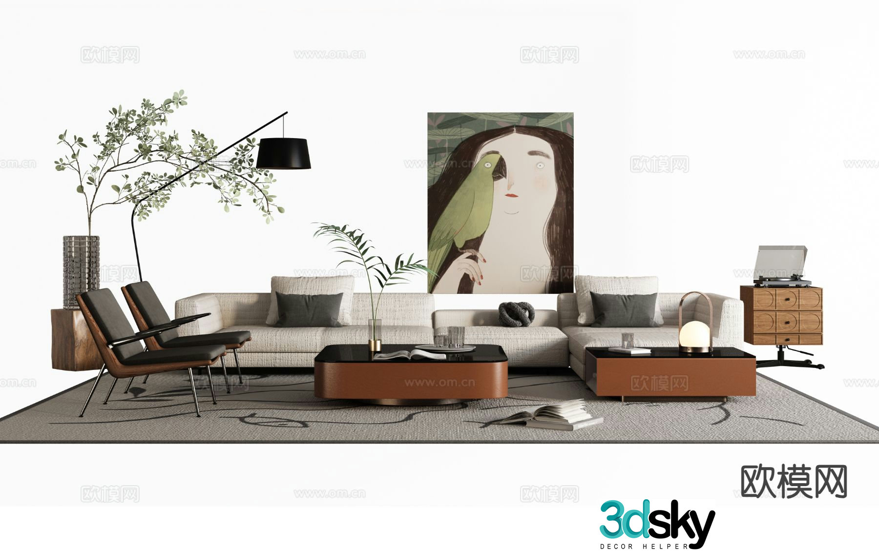 Modern sectional sofa 3d model