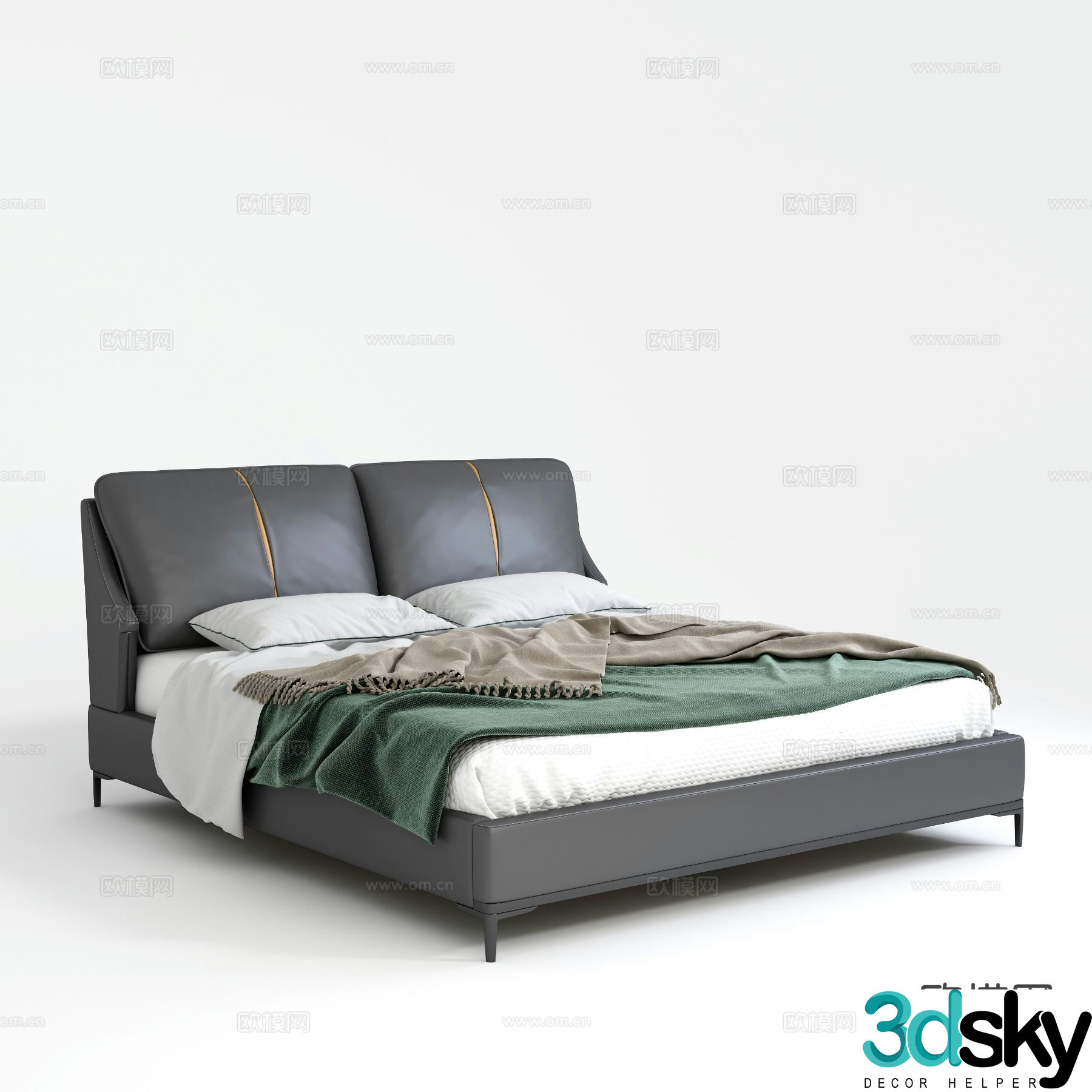 Italian double bed 3d model