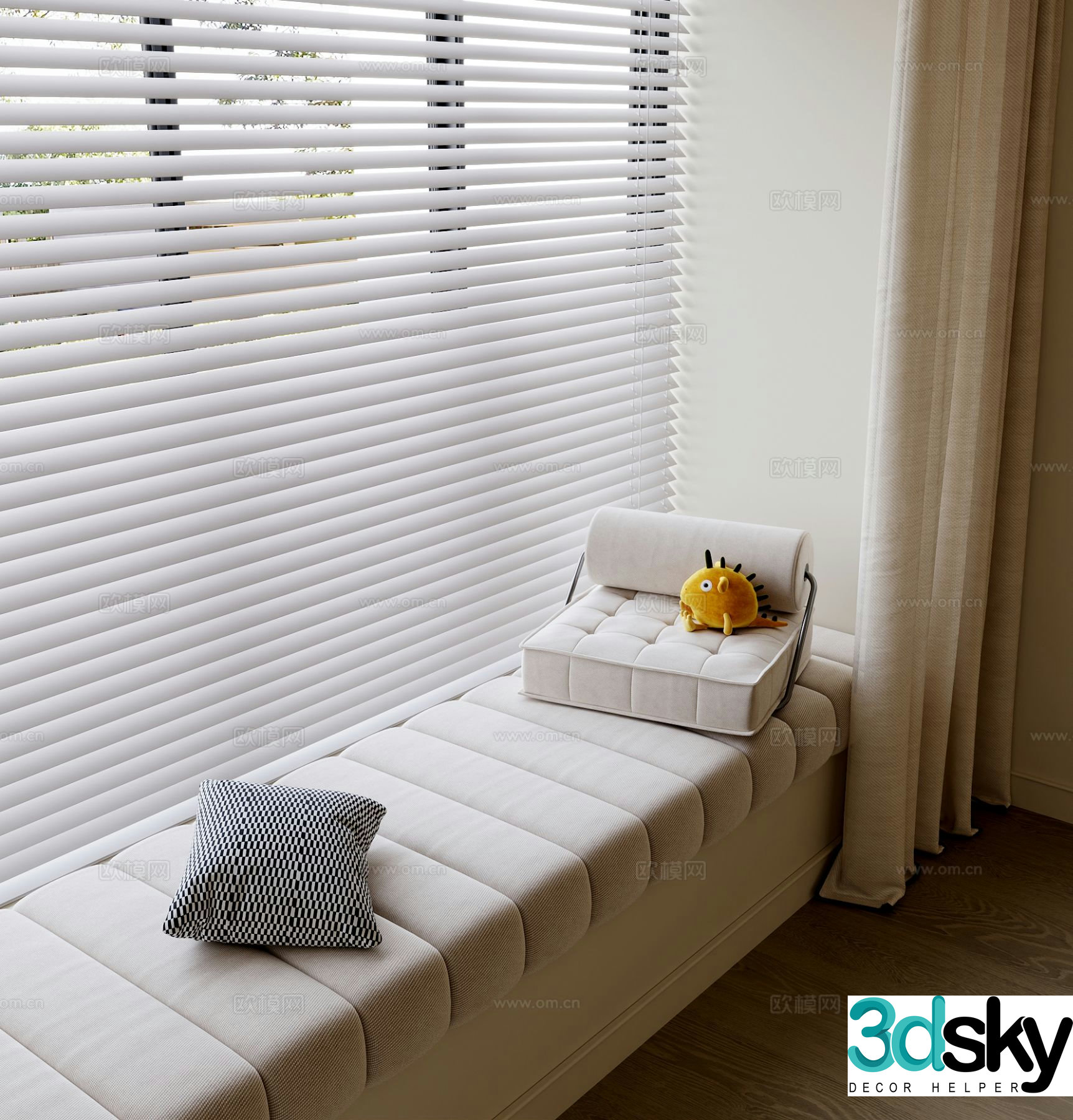 Balancing window bay window sill bay window cushion 3D model