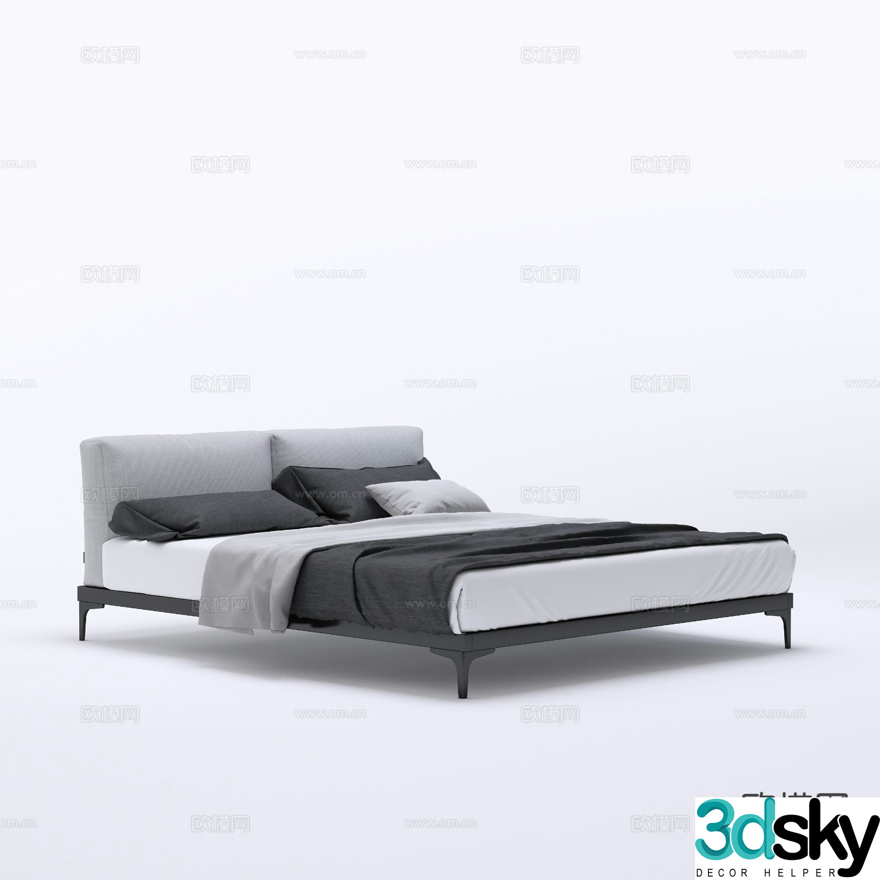 Modern double bed 3d model