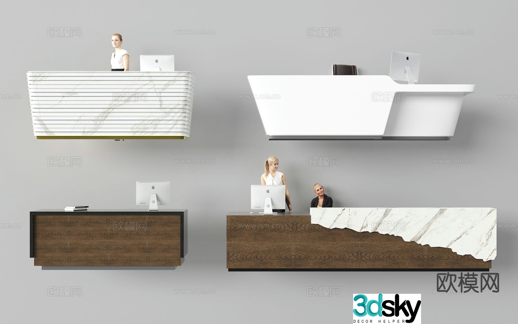 Modern front desk reception desk service desk 3d model