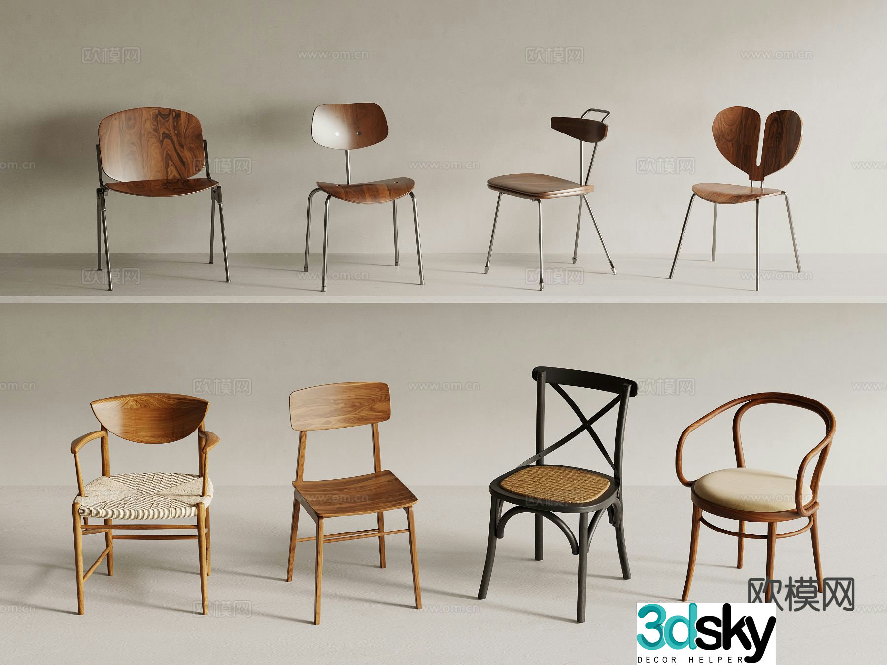 Medieval style chair dining chair 3d model