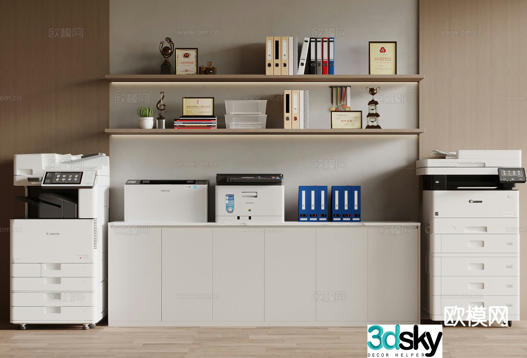 Printer file cabinet office supplies 3d model