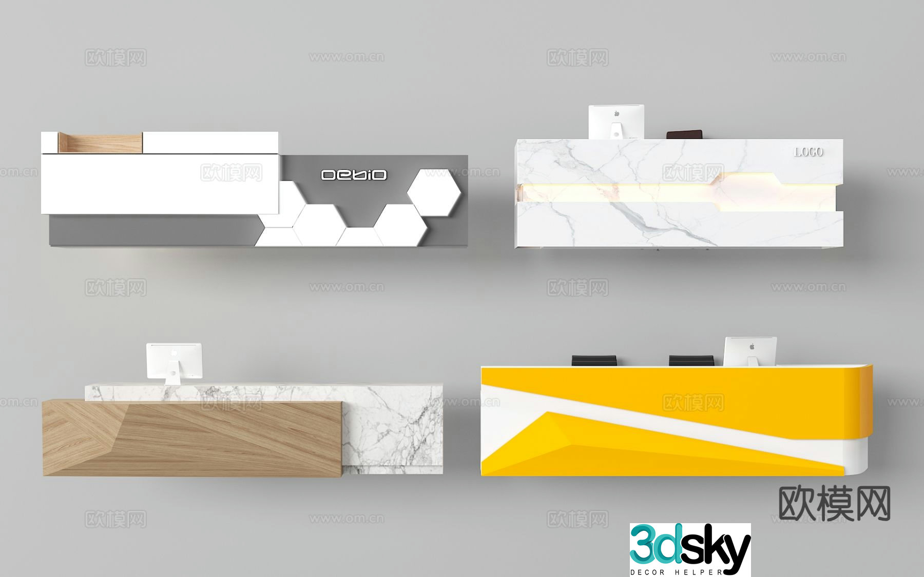 Modern front desk reception desk service desk 3d model