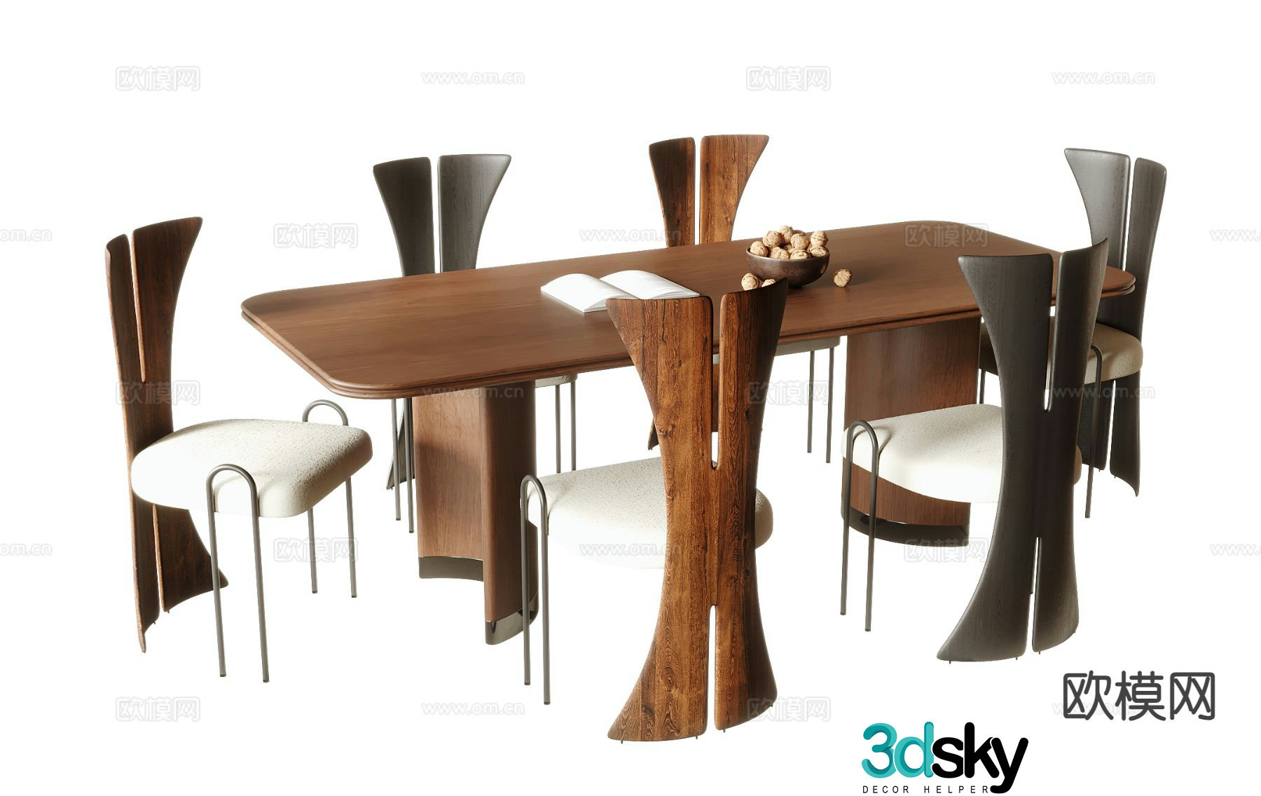 Medieval style dining table and chairs bar dining table 3d model