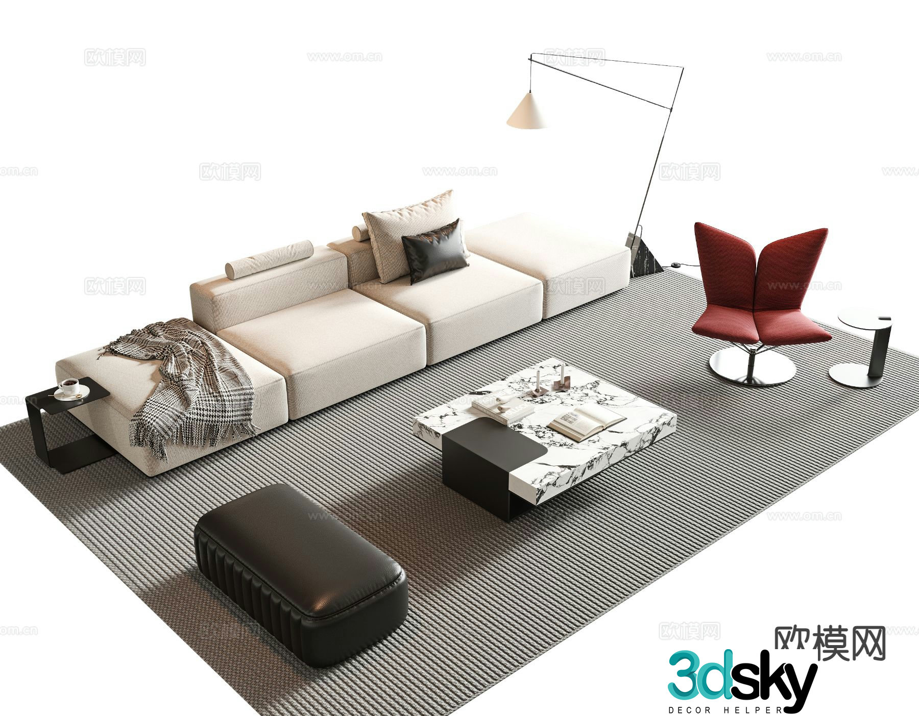 Italian sectional sofa 3d model