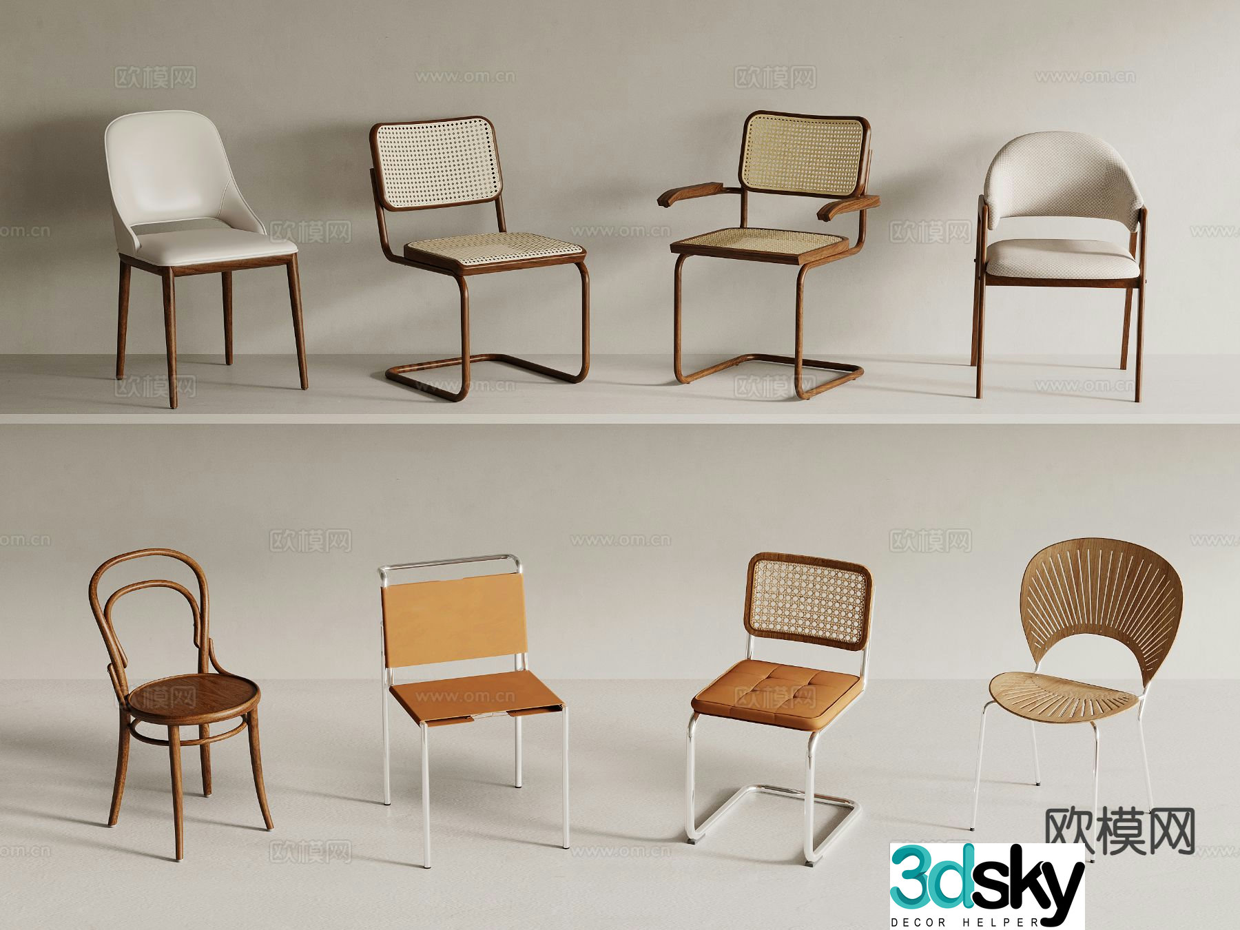 Nordic chair dining chair 3d model