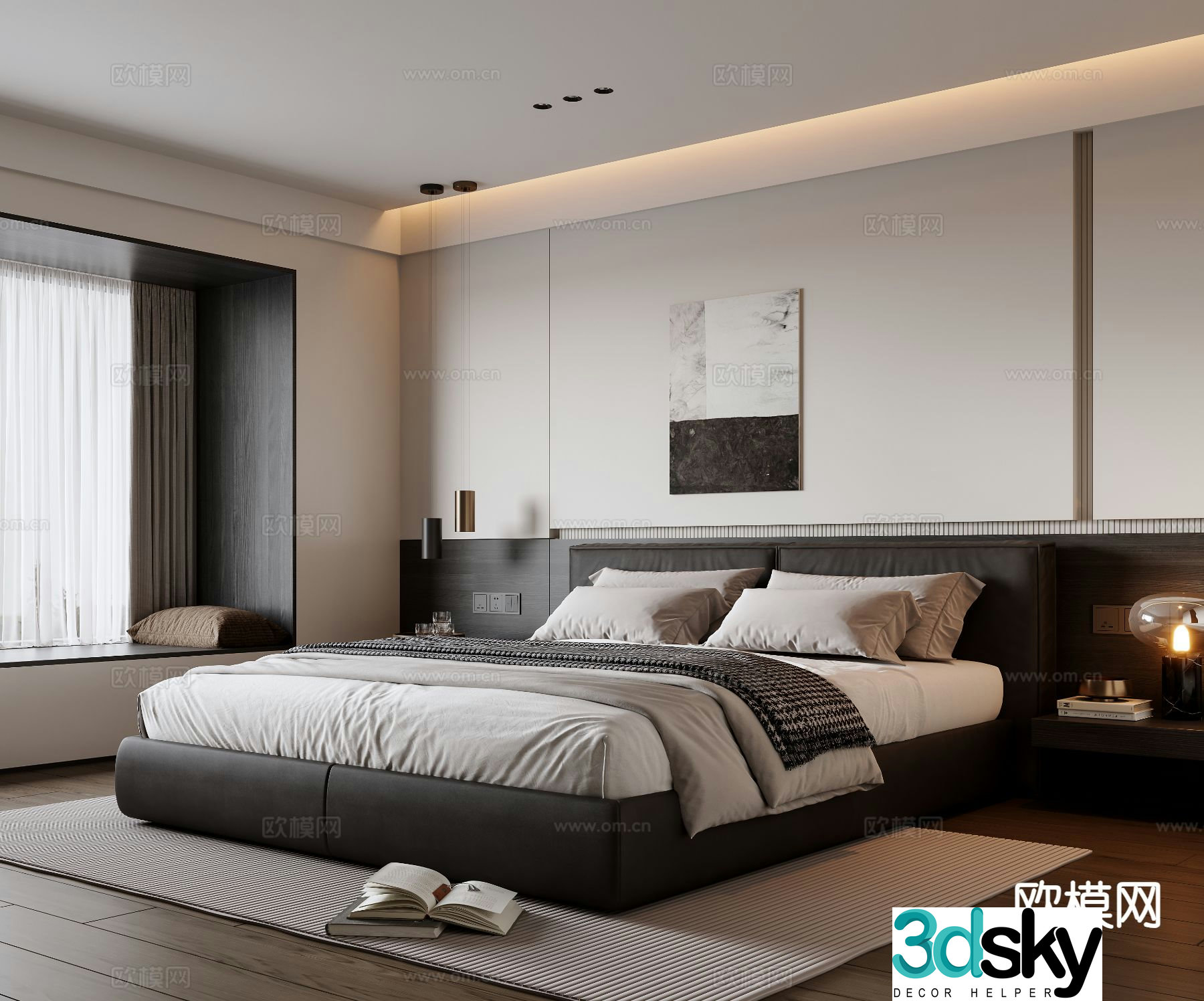 Italian double bed 3d model