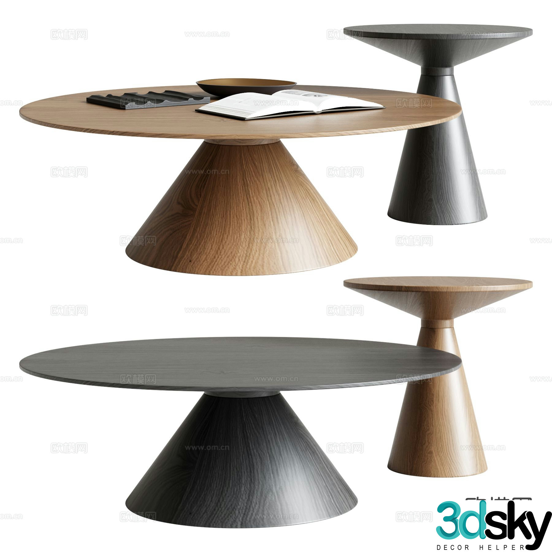 Modern wooden dining table 3d model