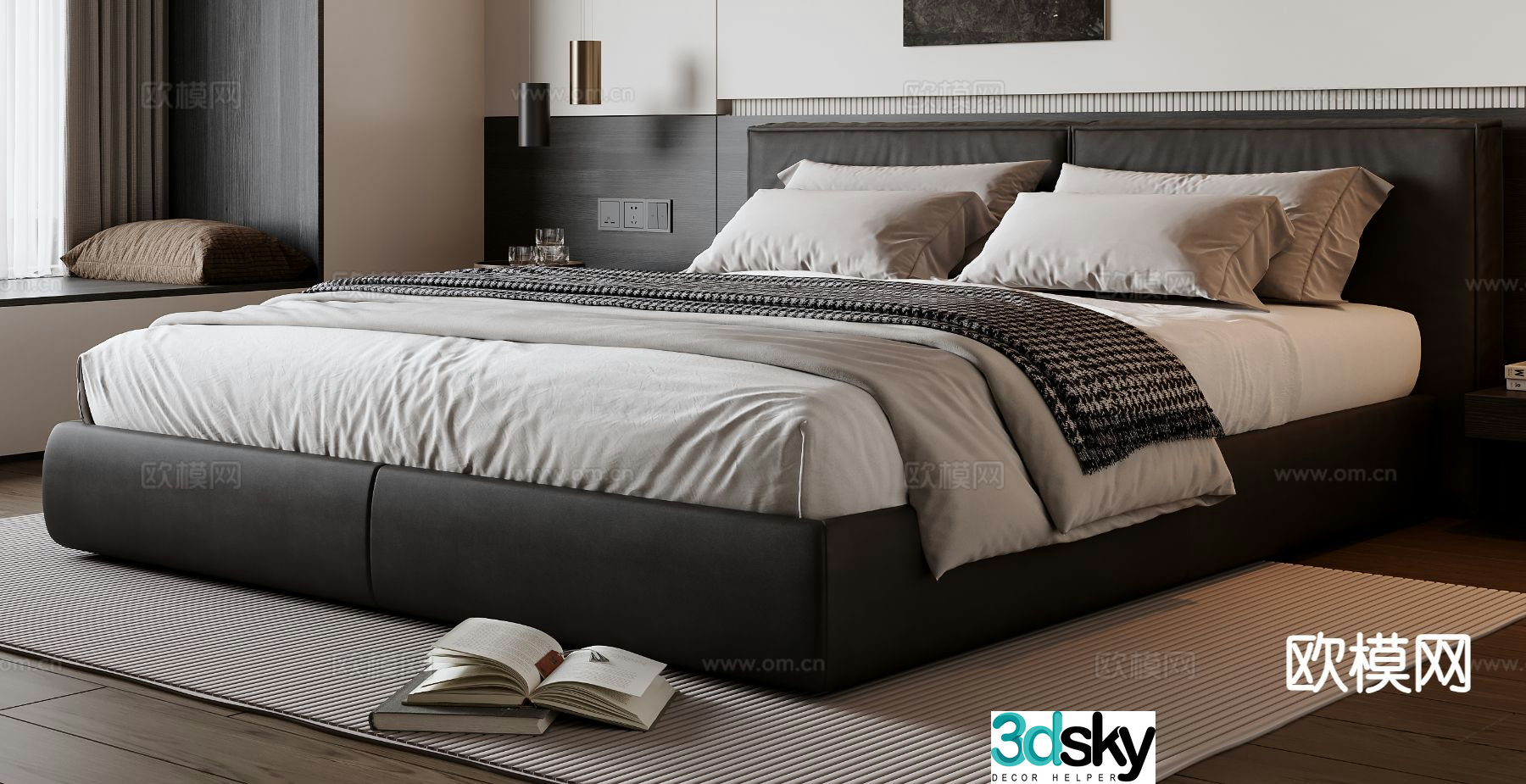 Italian double bed 3d model