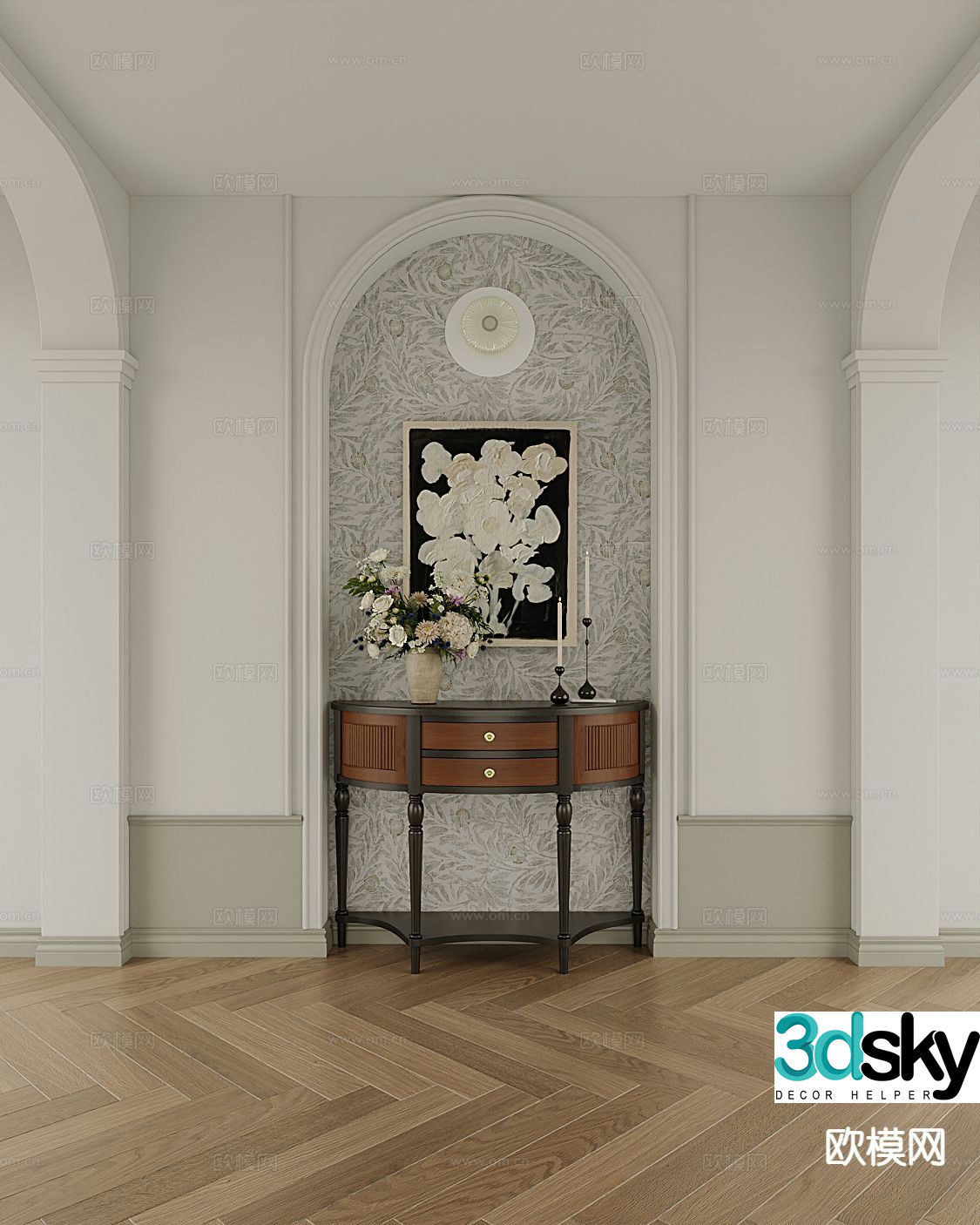 French entryway cabinet 3d model