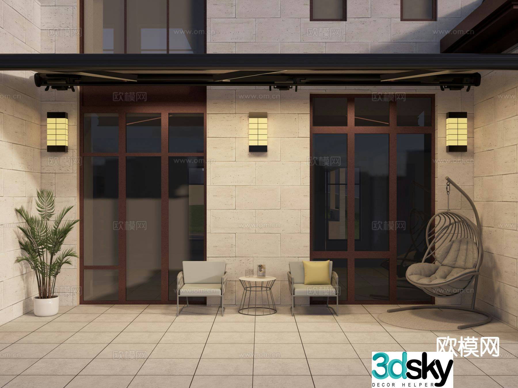Courtyard corridor courtyard aisle 3D model