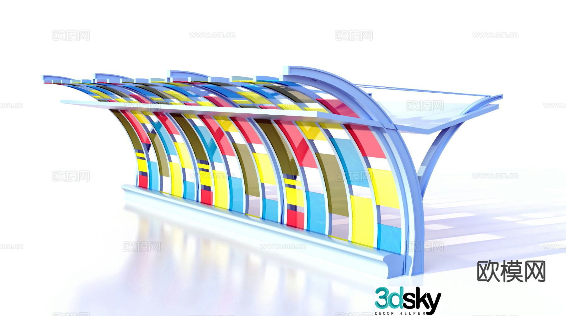 Stained glass gallery platform shelf 3d model