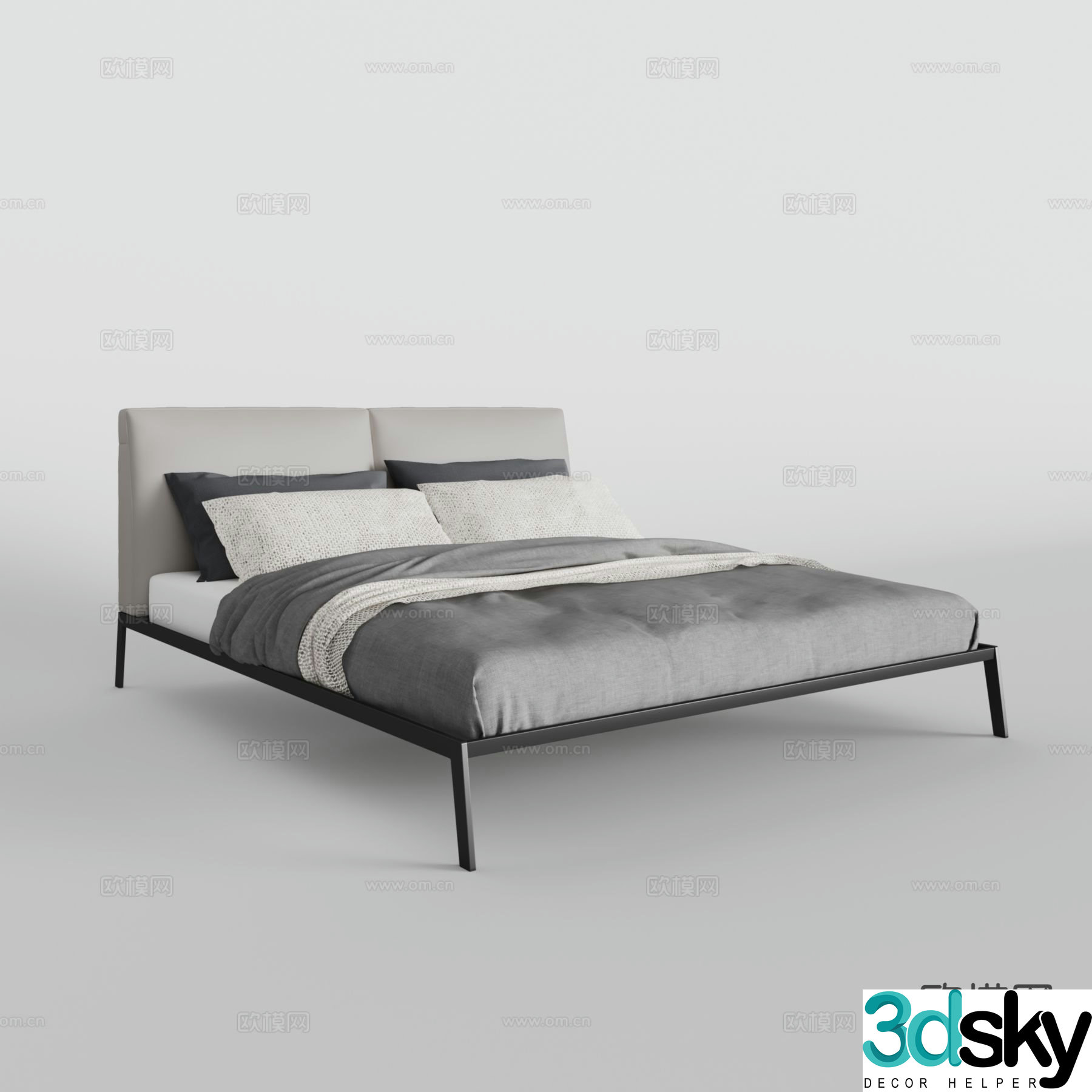 Modern double bed 3d model