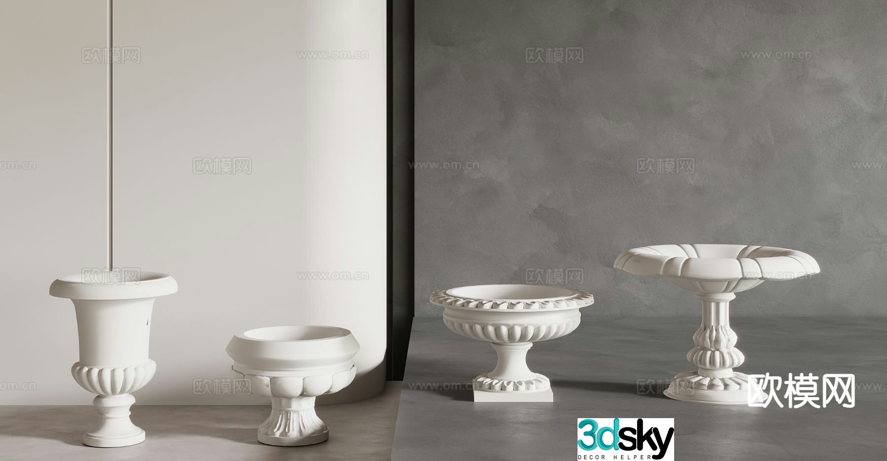 European style flower bed flower bowl 3D model