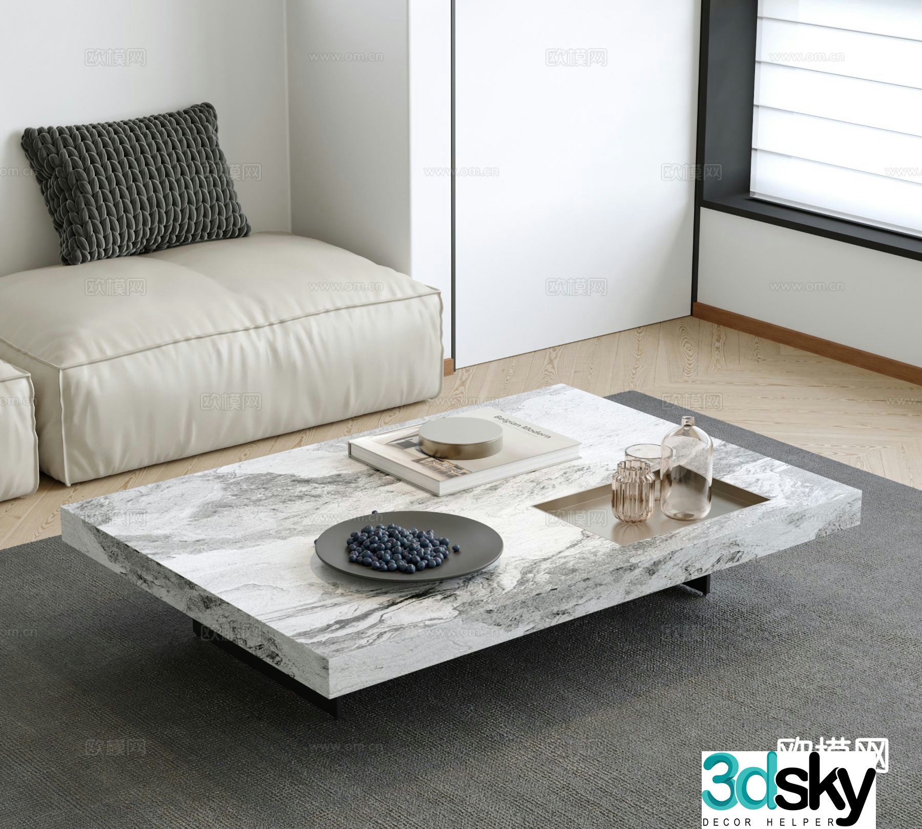 Light luxury coffee table Slate coffee table 3D model