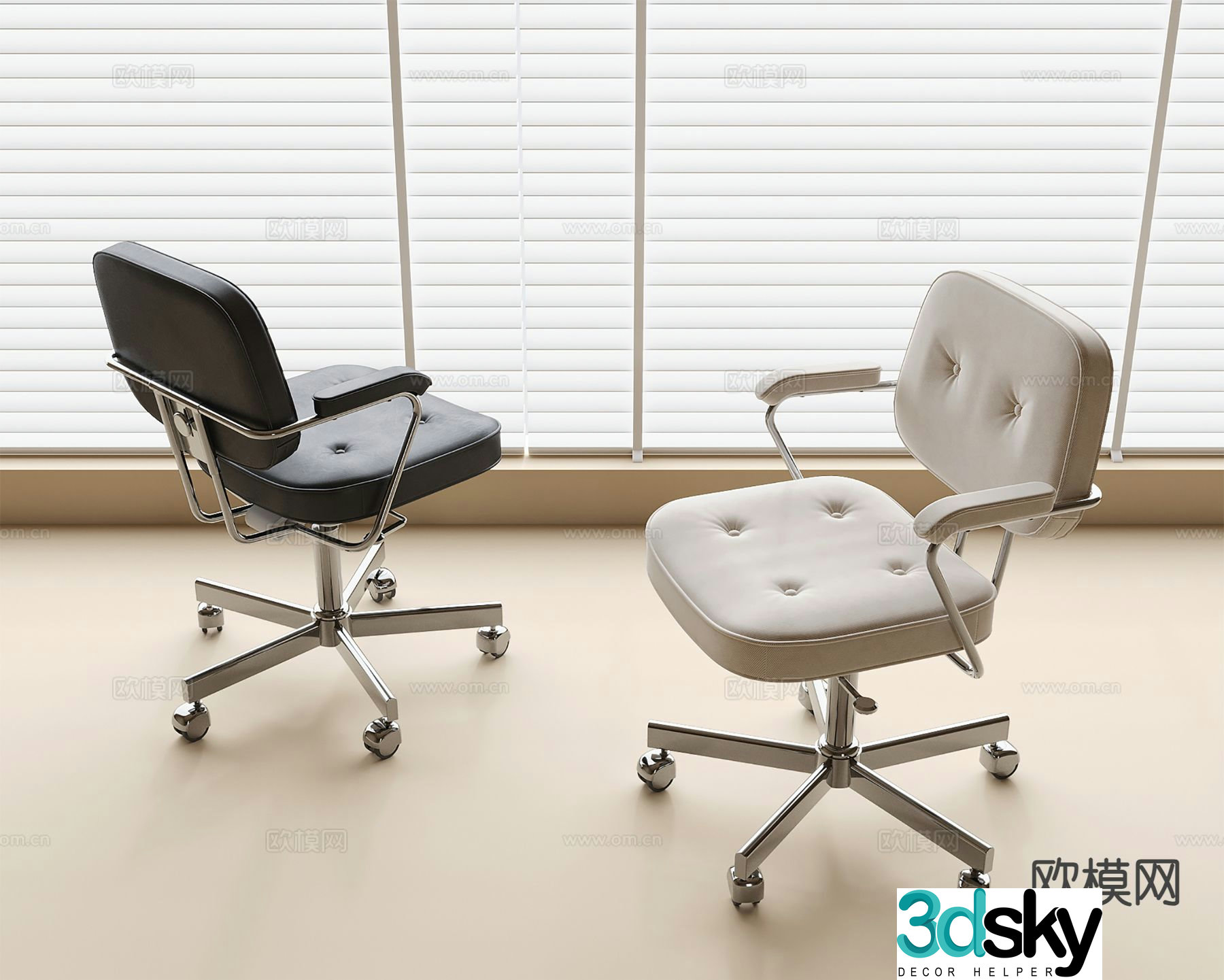 Leather office chair shift chair staff chair 3d model