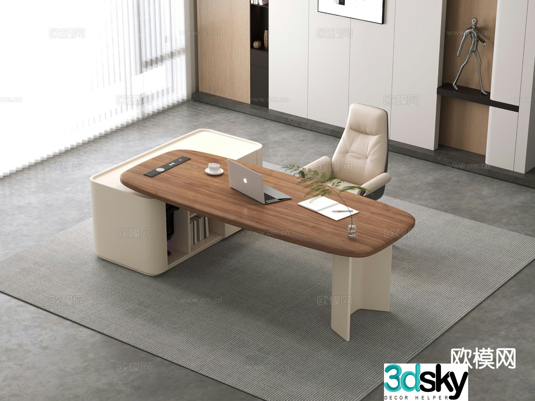 Desk table boss table supervisor table 3d model