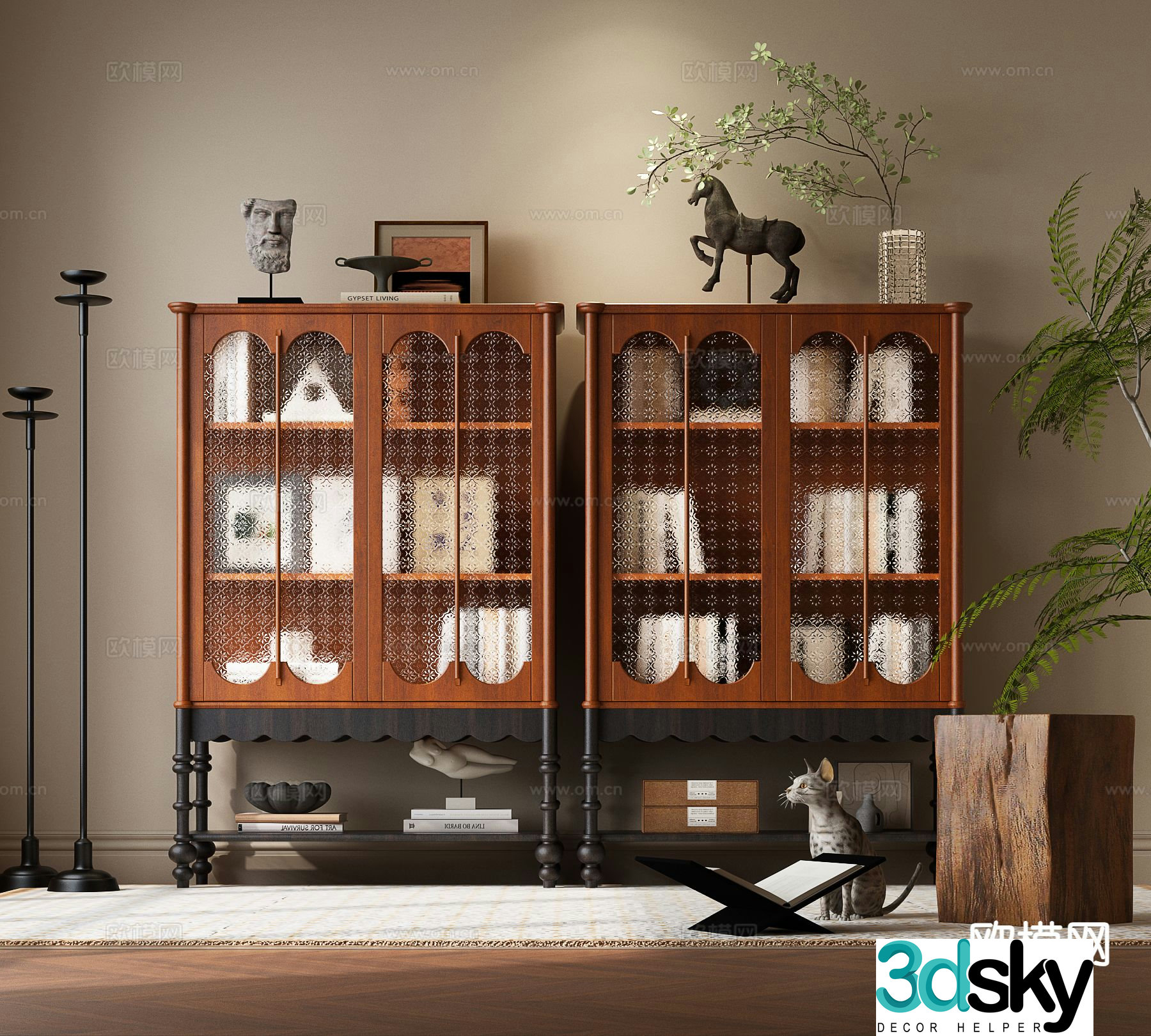 Middle-aged bookcase display case 3D model